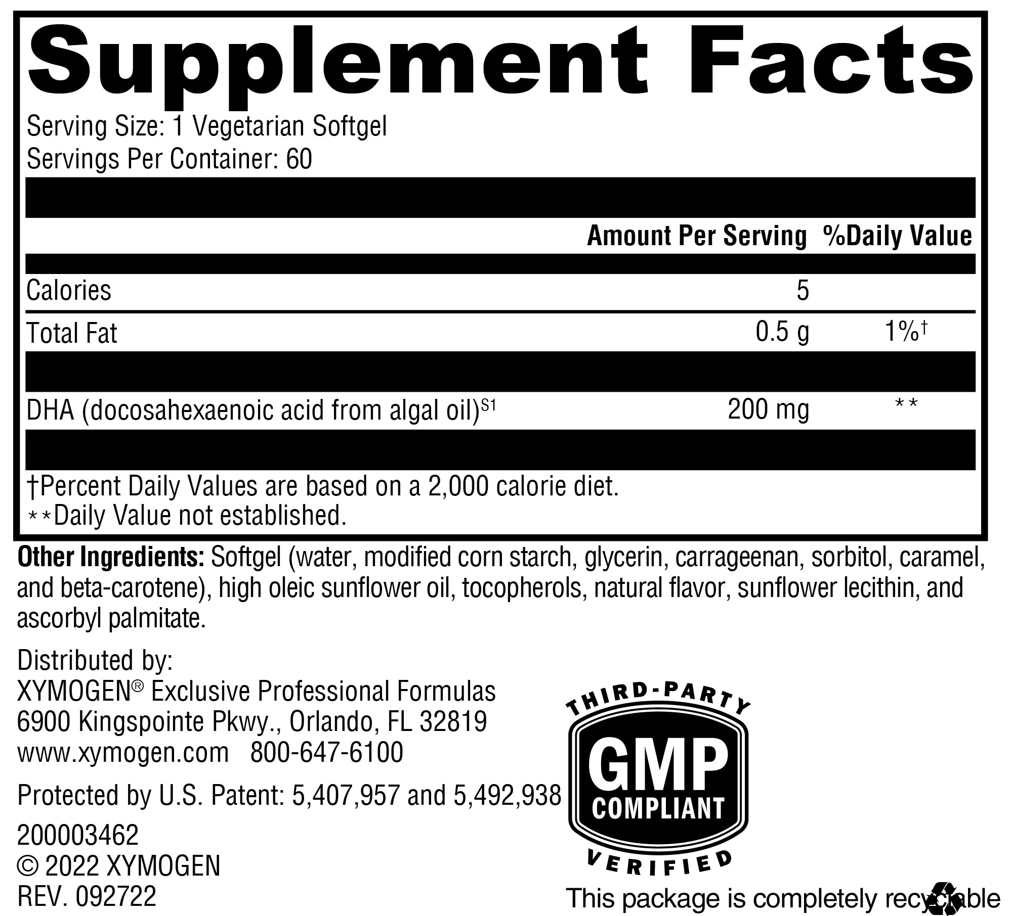 XYMOGEN DHA algue - dosage journalier facile à intégrer dans la routine.