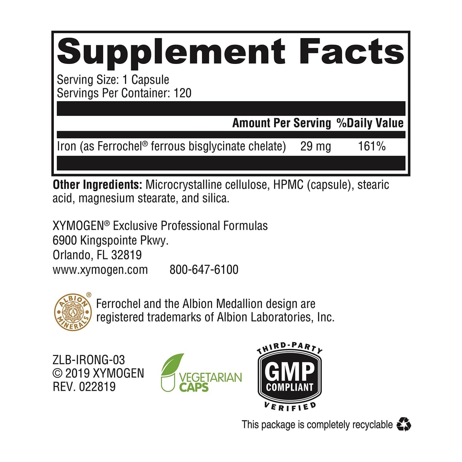 XYMOGEN Gelules Bisglycinate Fer : formule bien tolérée favorisant une digestion douce.