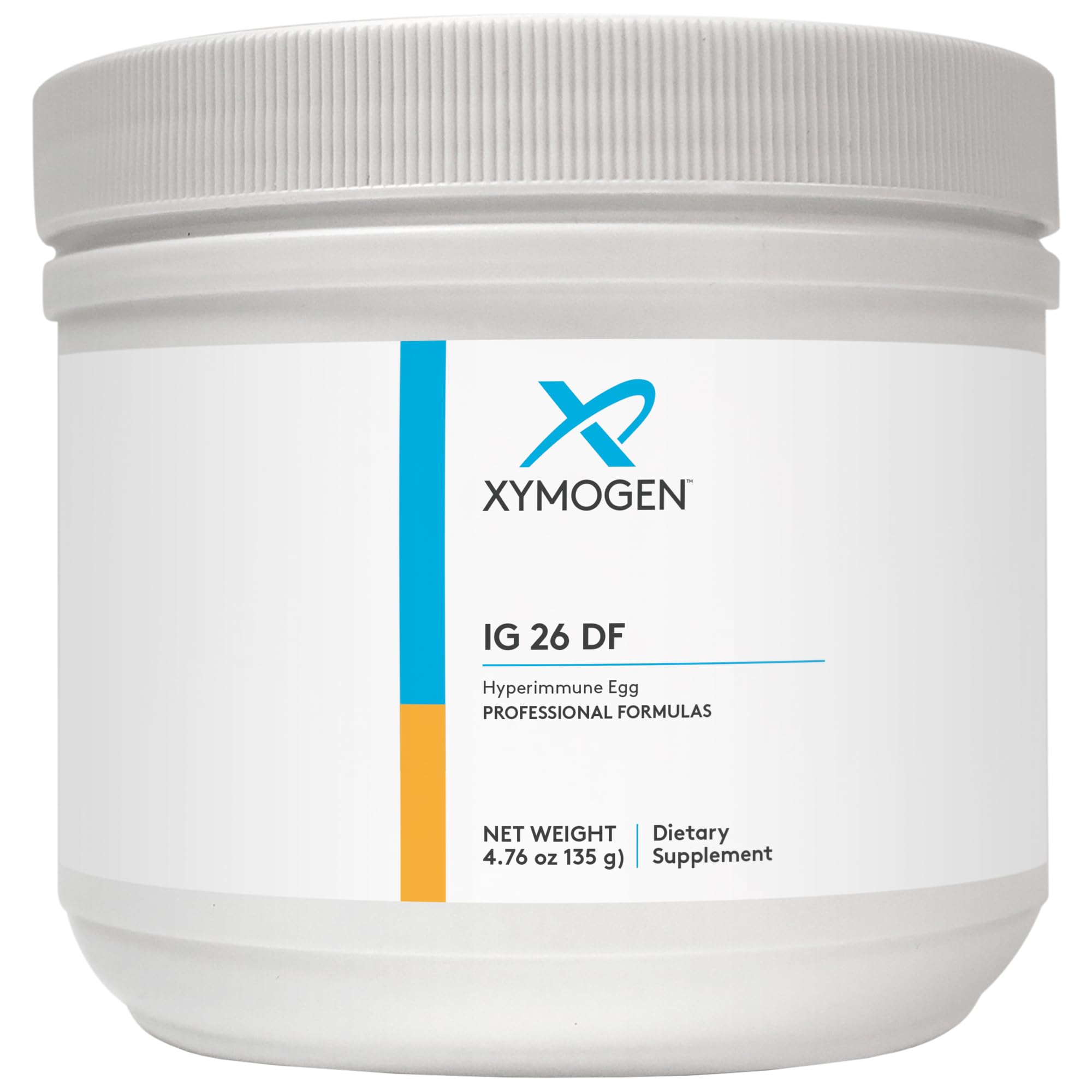 XYMOGEN IG26 DF en poudre vanille dans un verre, goût agréable et préparation rapide.
