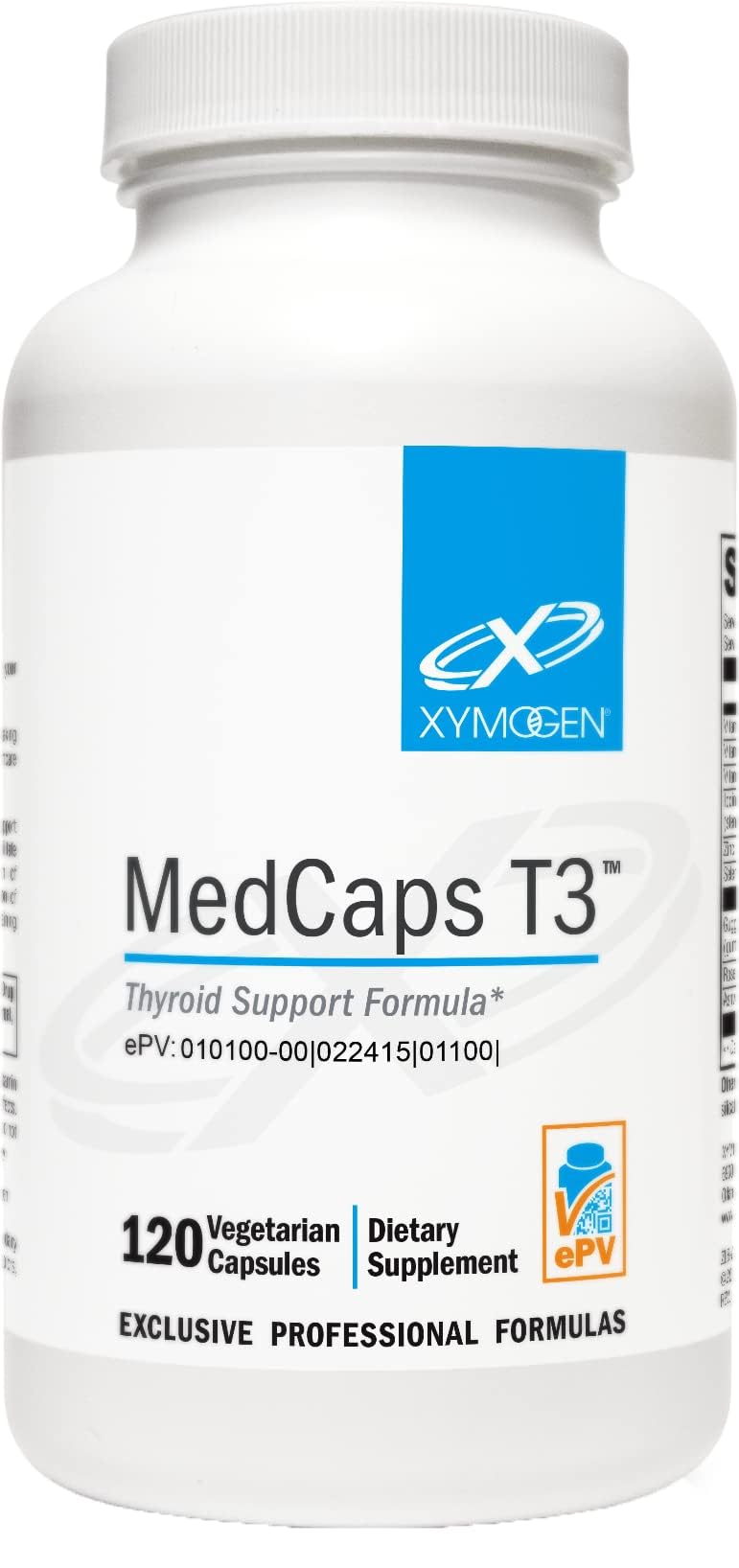 XYMOGEN MedCaps T3 – bouteille de capsules pour un soutien thyroïdien potentiel.