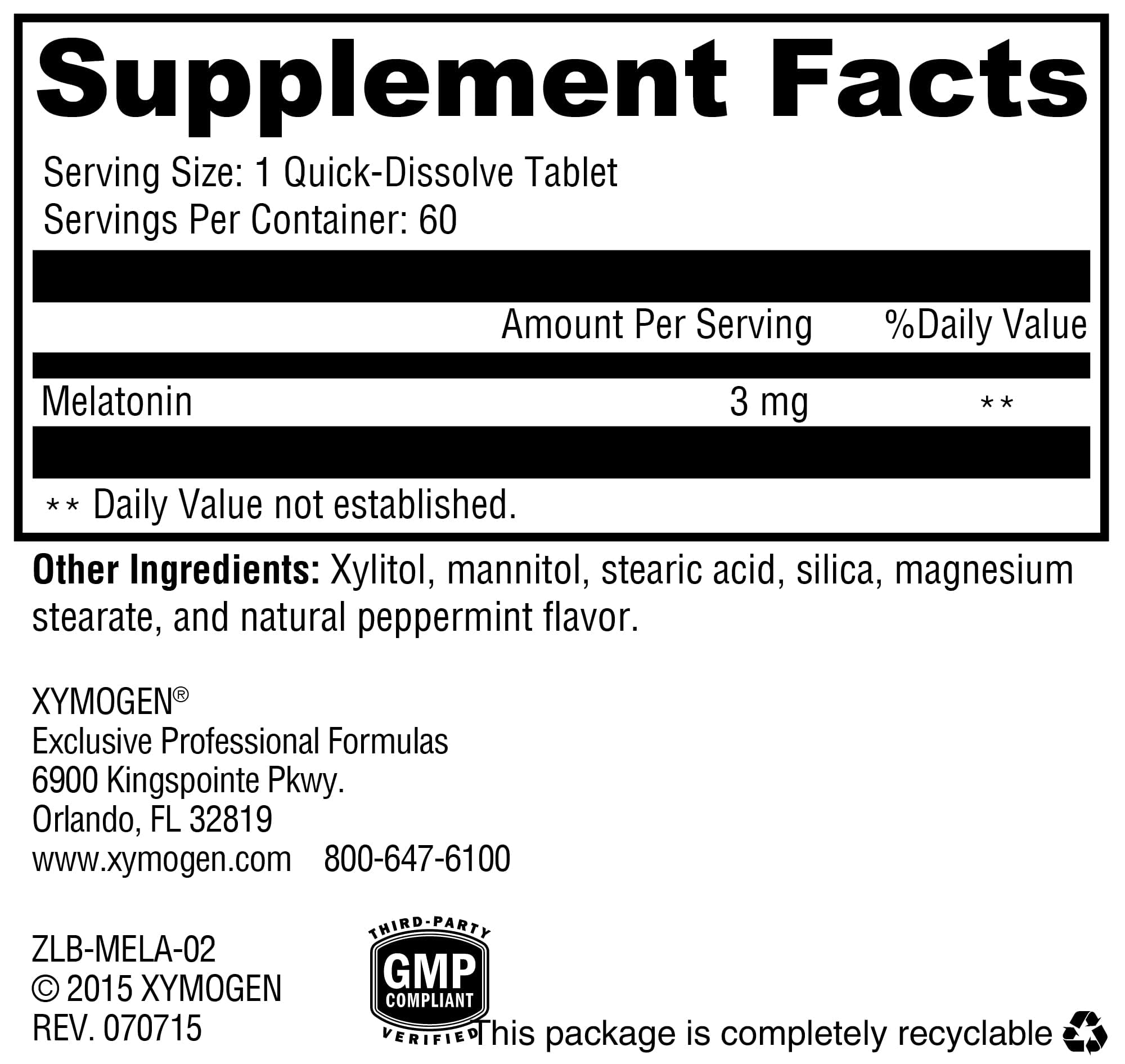 XYMOGEN Mélatonine pastilles menthe: goût frais et routine nocturne facile.