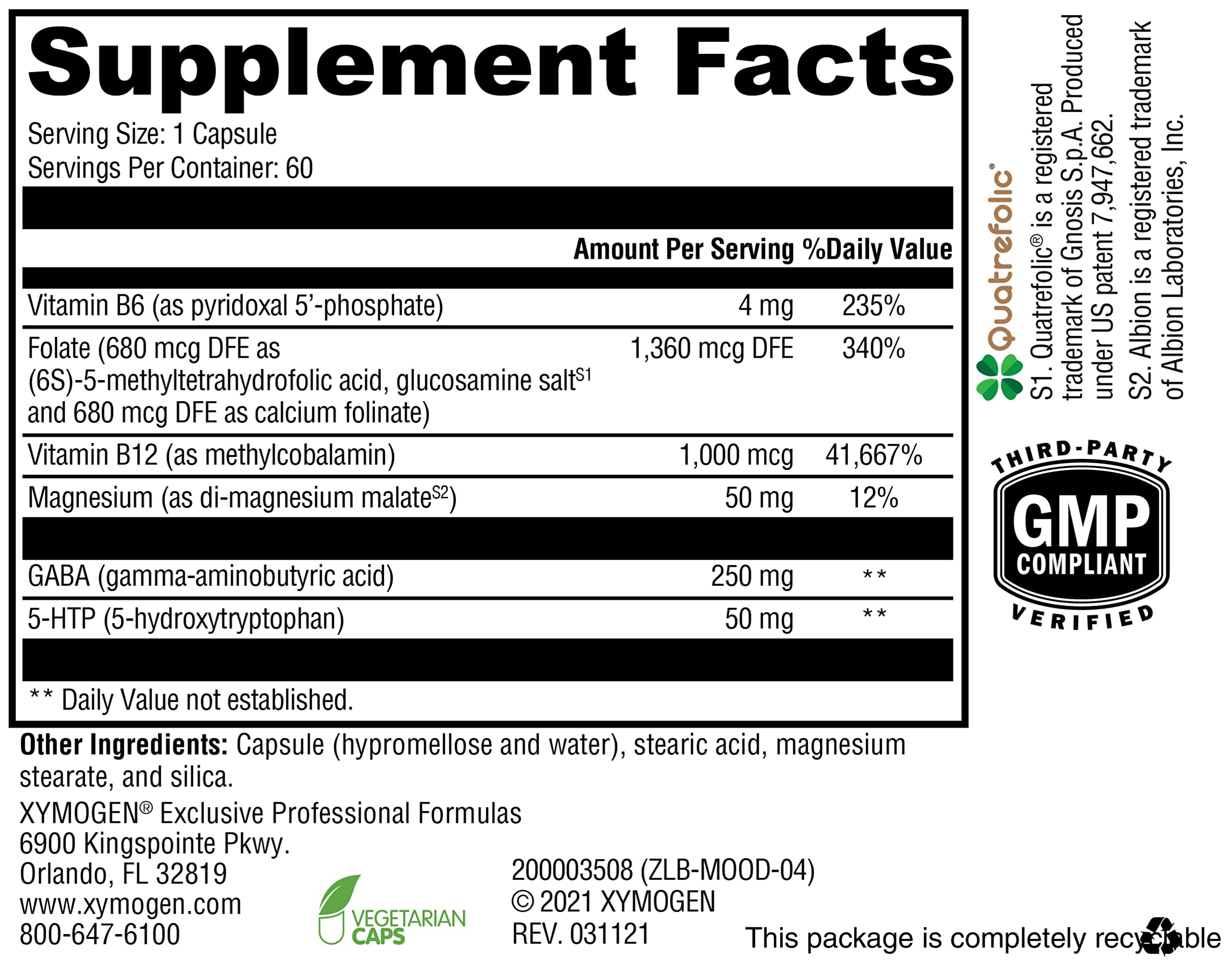 XYMOGEN Mood Food gélules prêtes à l'emploi pour une relaxation et une humeur équilibrée.