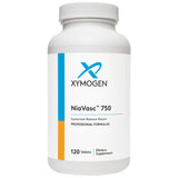 XYMOGEN NiaVasc 750, bouteille-pilules, libération prolongée pour une routine quotidienne.