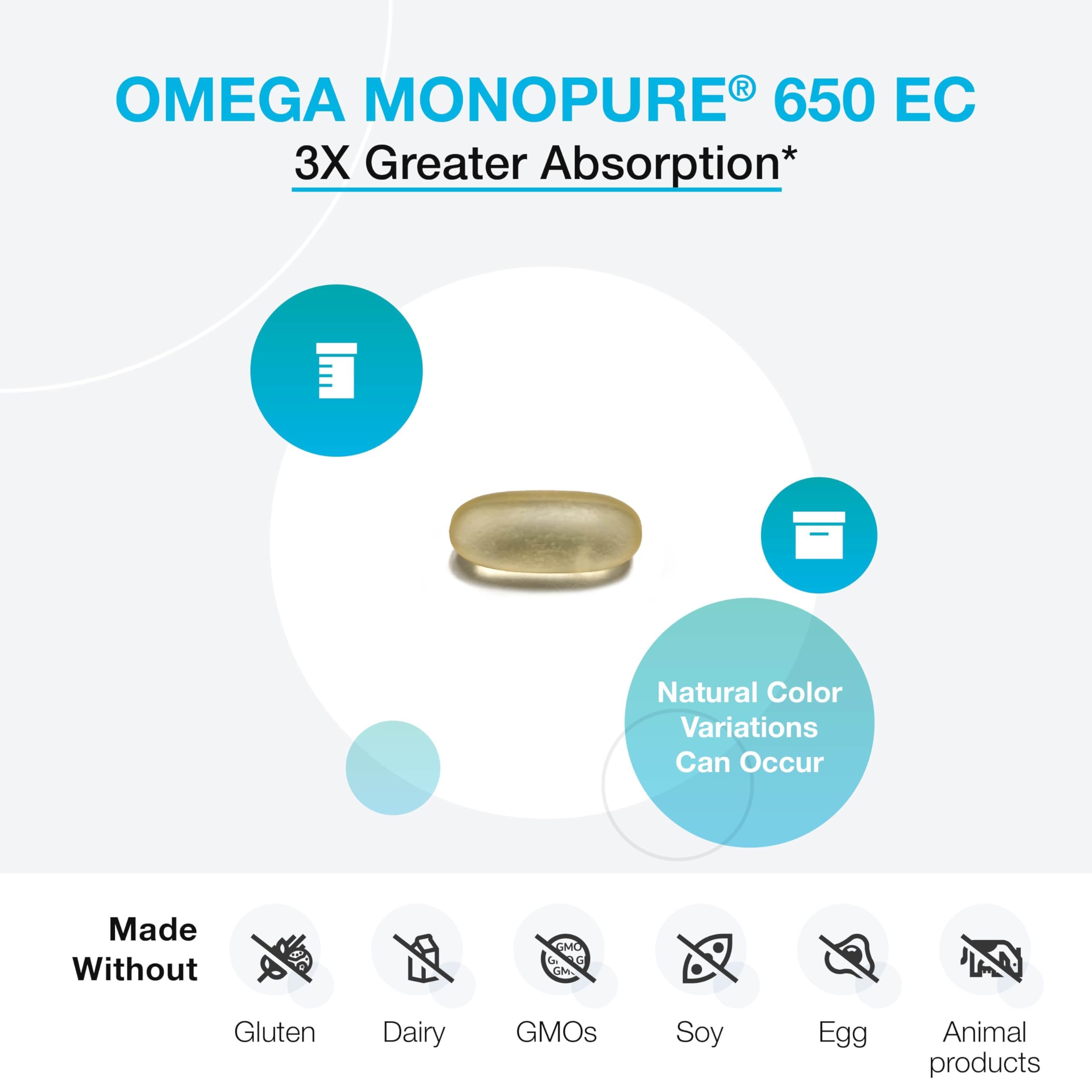 Xymogen Omega MonoPure 650 EC, format mini pour une déglutition facile.