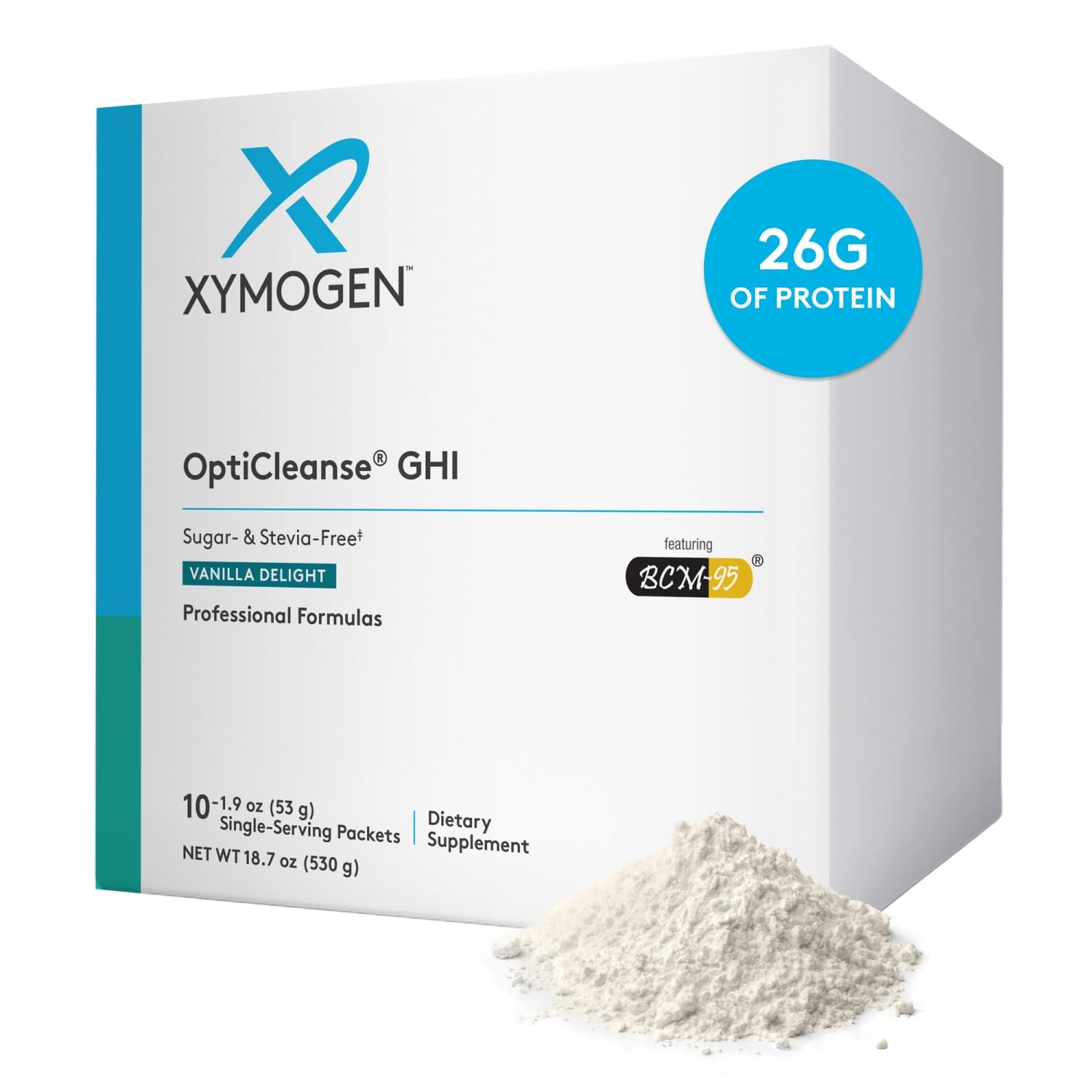 XYMOGEN OptiCleanse GHI Detox poudre vanille, protéine végétale et absorption facilitée.