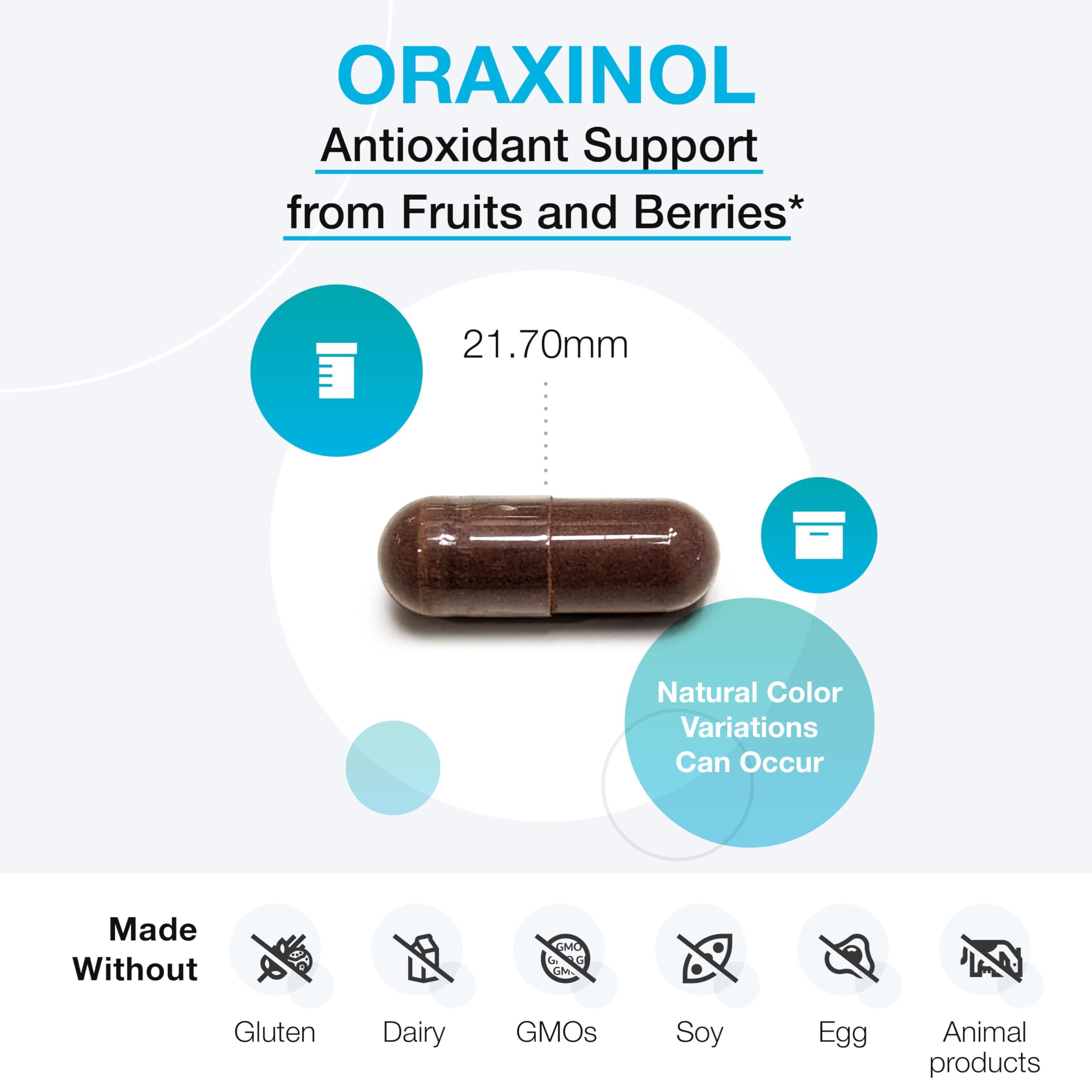 Étiquette Oraoxinol XYMOGEN affichant les ingrédients clés et les mentions sans allergènes.