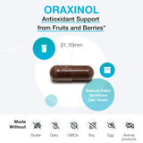 Étiquette Oraoxinol XYMOGEN affichant les ingrédients clés et les mentions sans allergènes.
