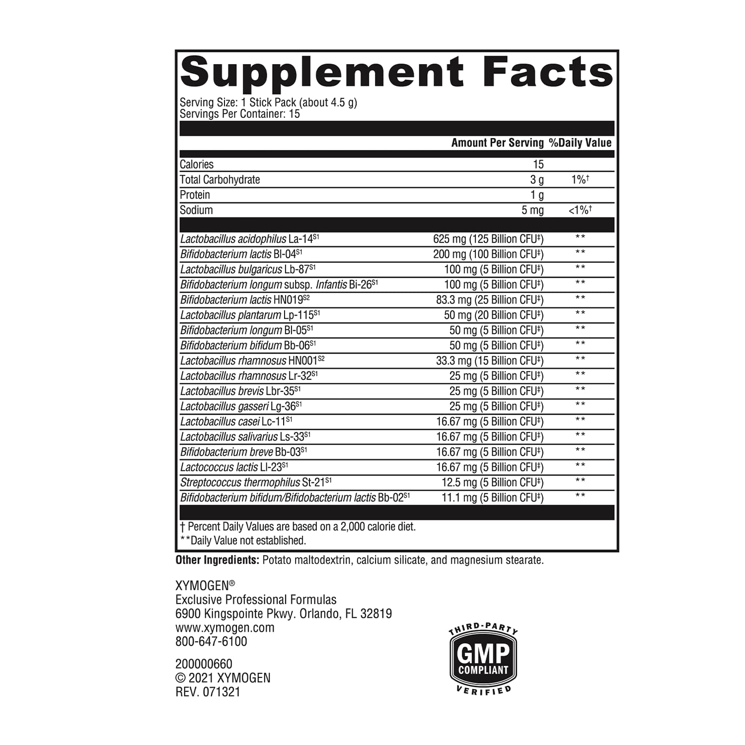 ProbioMax Complete 350B – étiquette claire indiquant les exclusions: gluten, soja et allergènes.