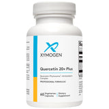 XYMOGEN Quercetin 20x Plus, bouteille de capsules, utilisation quotidienne potentielle pour le système respiratoire.