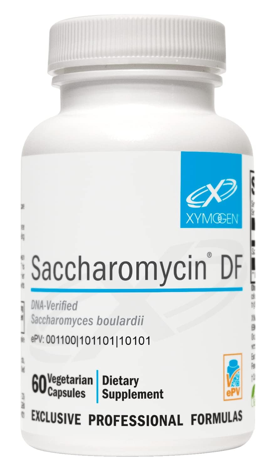 XYMOGEN Saccharomycin 10B — bouteille avec gélules pour soutien intestinal durable.