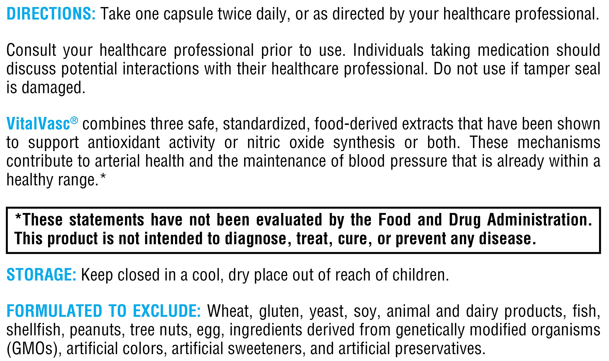 Xymogen VitalVasc : ingrédients et extraits utilisés dans la formule.