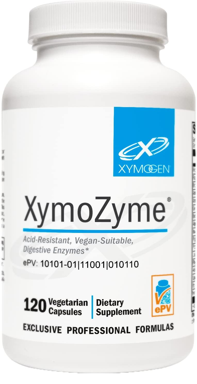 XYMOGEN XymoZyme – Bouteille et étiquette, soutien potentiel à une digestion équilibrée