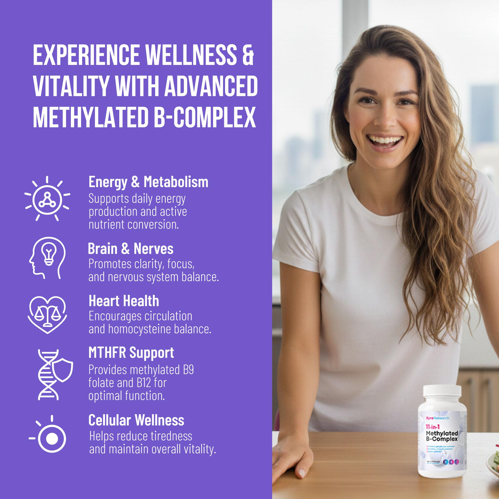 Xyro Research Methylated B-Complex – soutien cerveau et humeur équilibrée