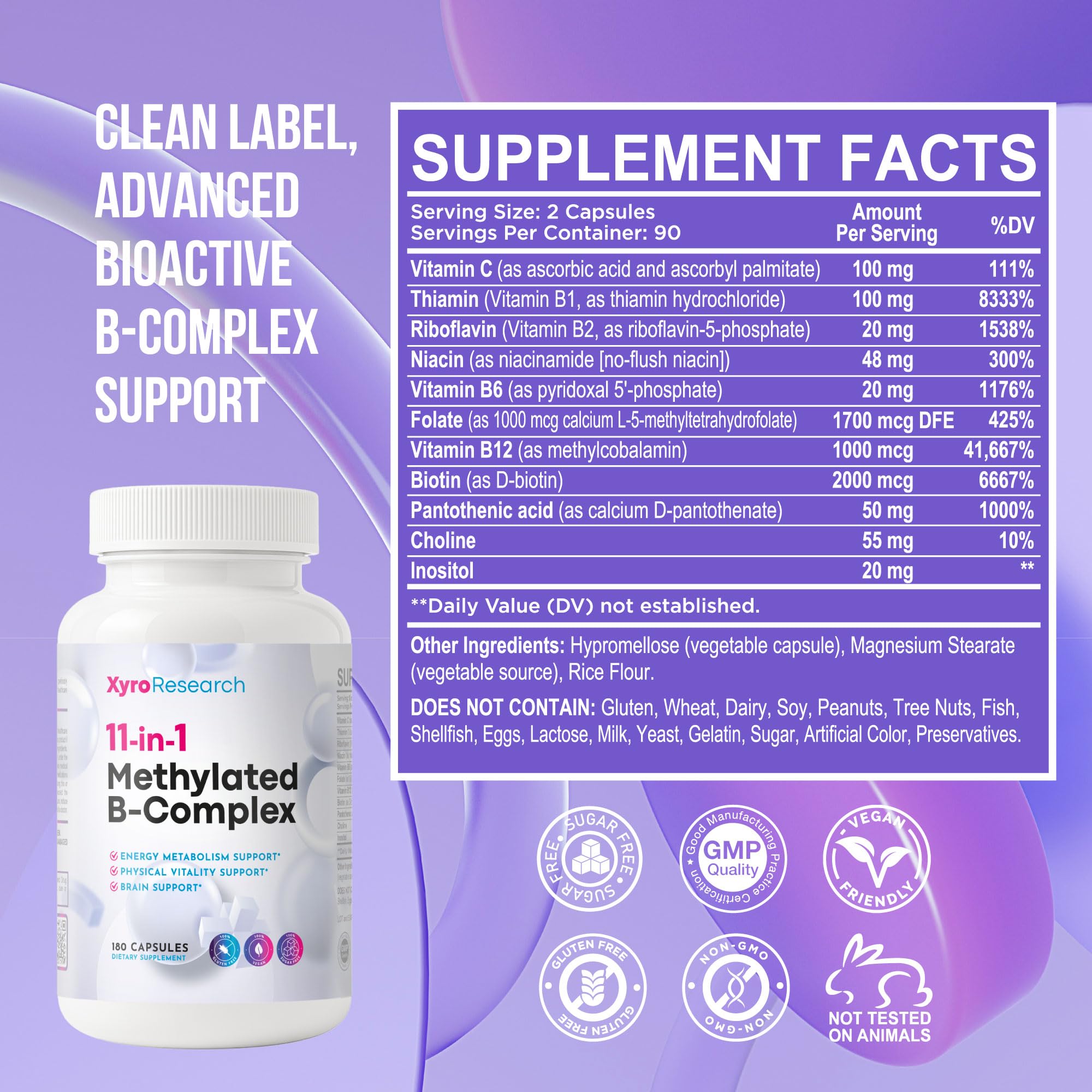 Xyro Research Methylated B-Complex – vitamines B métabolisées pour énergie