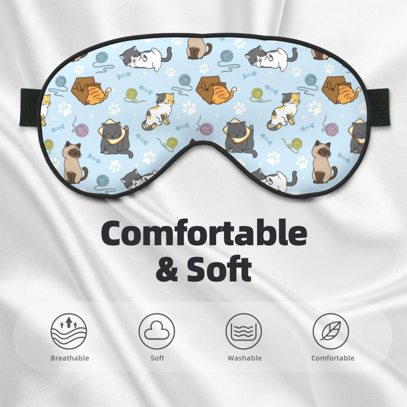 Masque XYSKINO yeux chats, idéal pour dormeurs sur le côté et réduction pression.