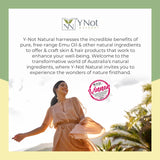 Boîte Y Not Natural avec conseils de dosage pour un usage quotidien.