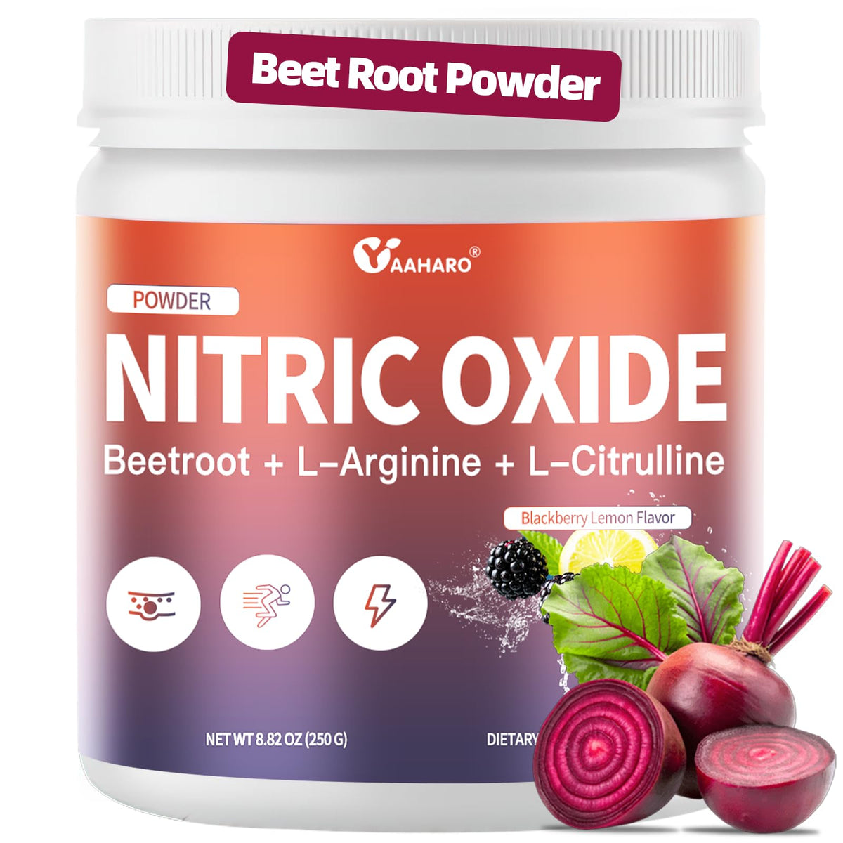 Yaahar oxyde nitrique betterave poudre bouteille: énergie naturelle et vitalité quotidienne.