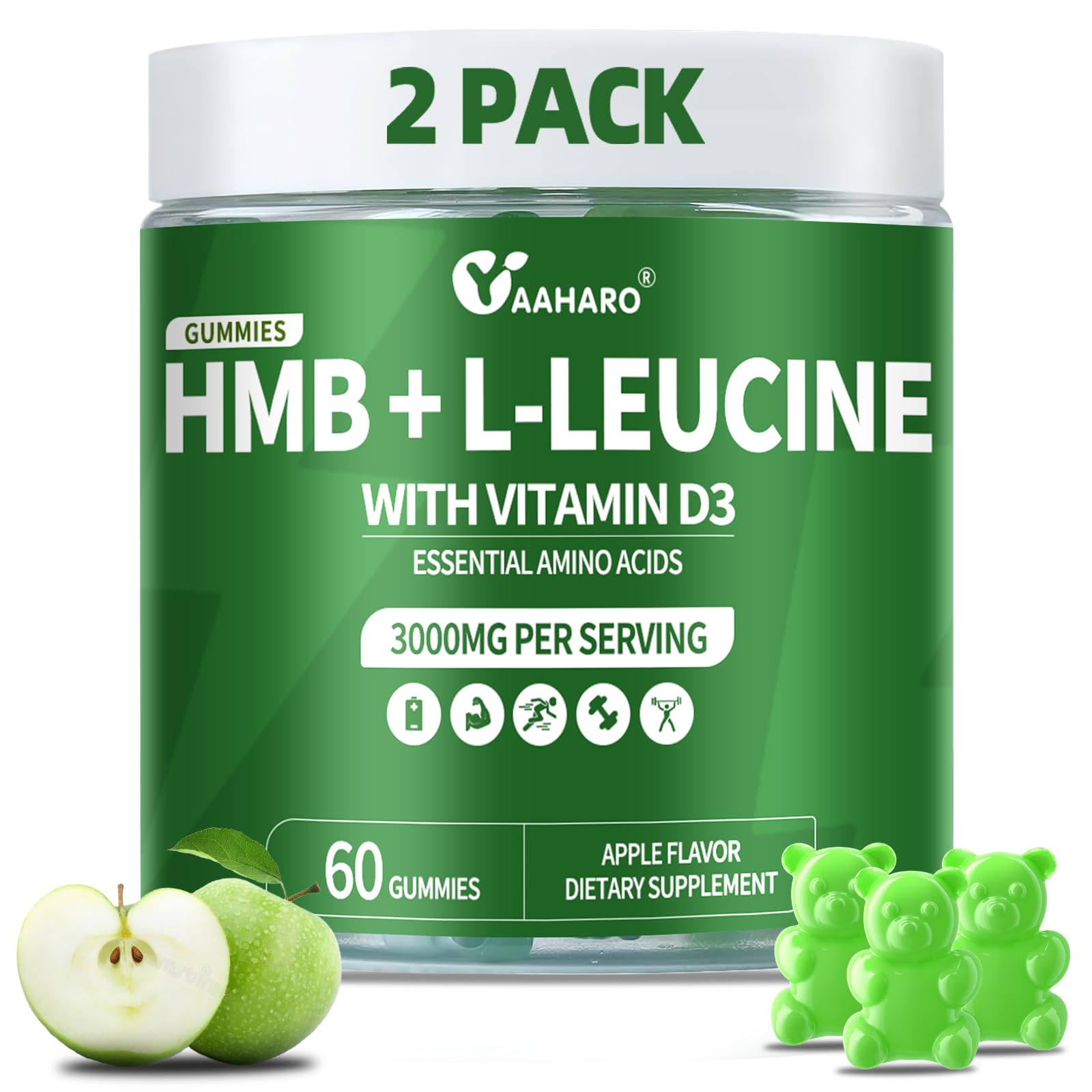 Yaaharo gommes HMB Leucine 2-pack: soutien musculaire et récupération