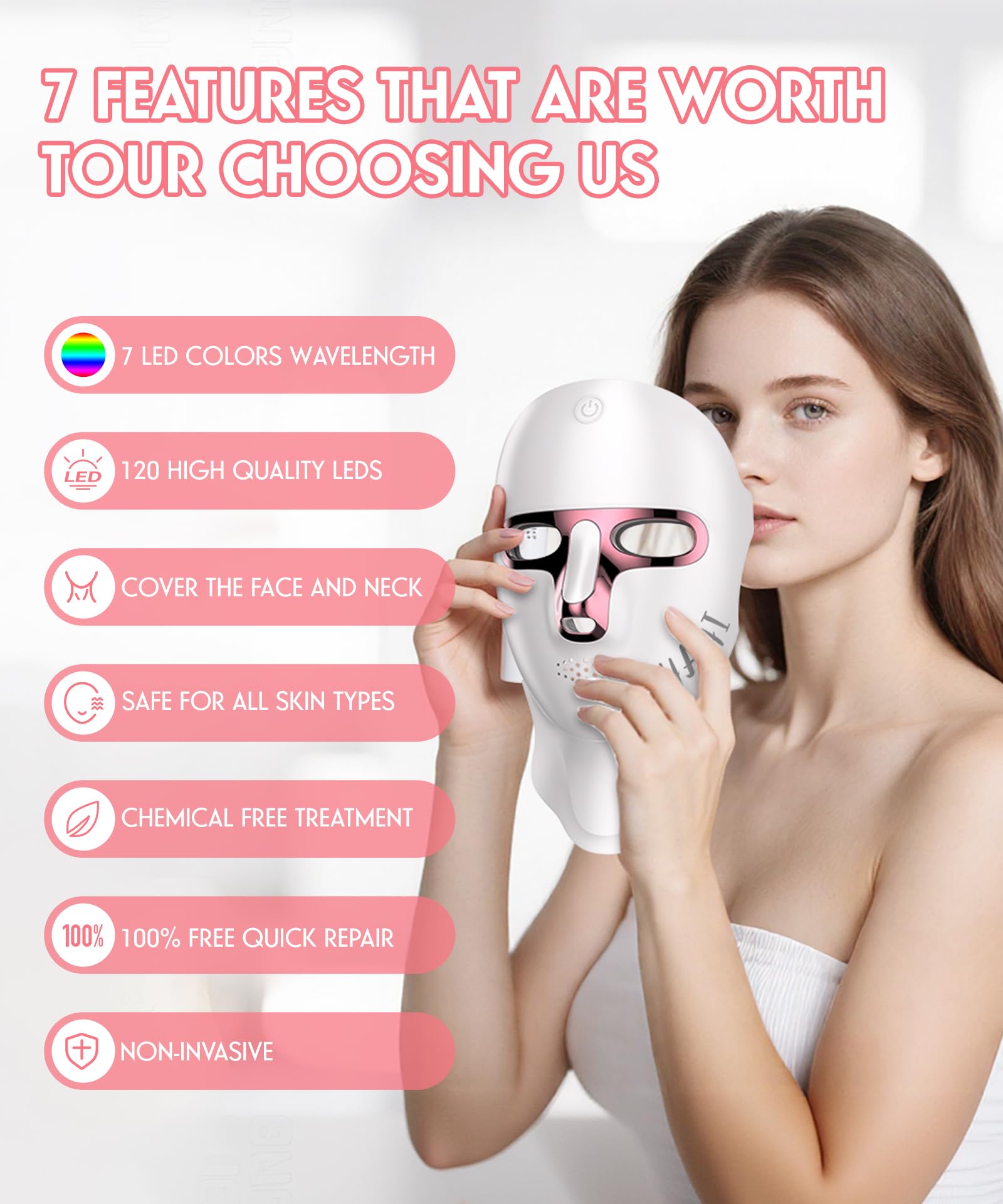 Masque Yahi lumière rouge cou pour soin du cou et décolleté