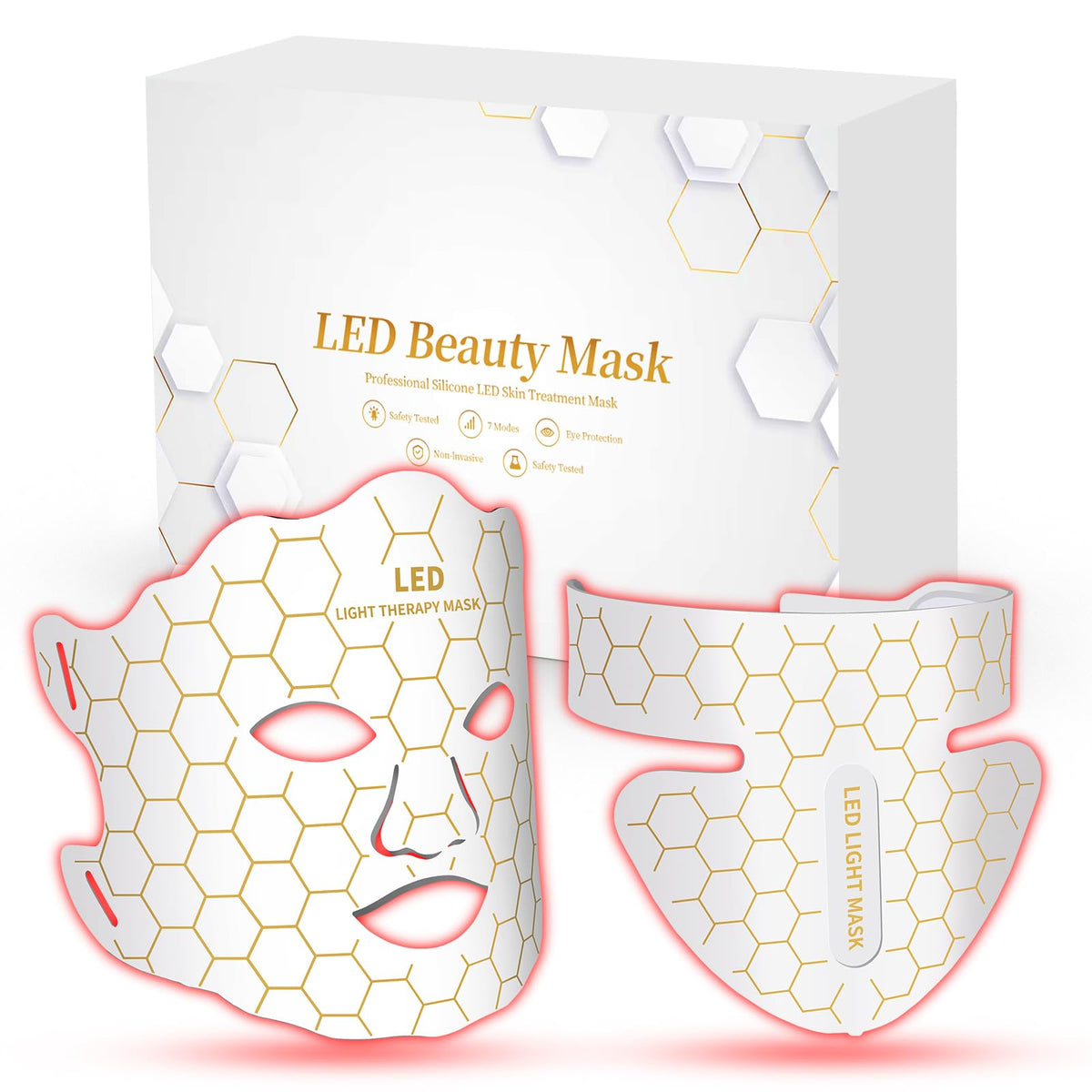 Masque Yahi photonique rouge avec télécommande pour contrôles faciles à domicile.