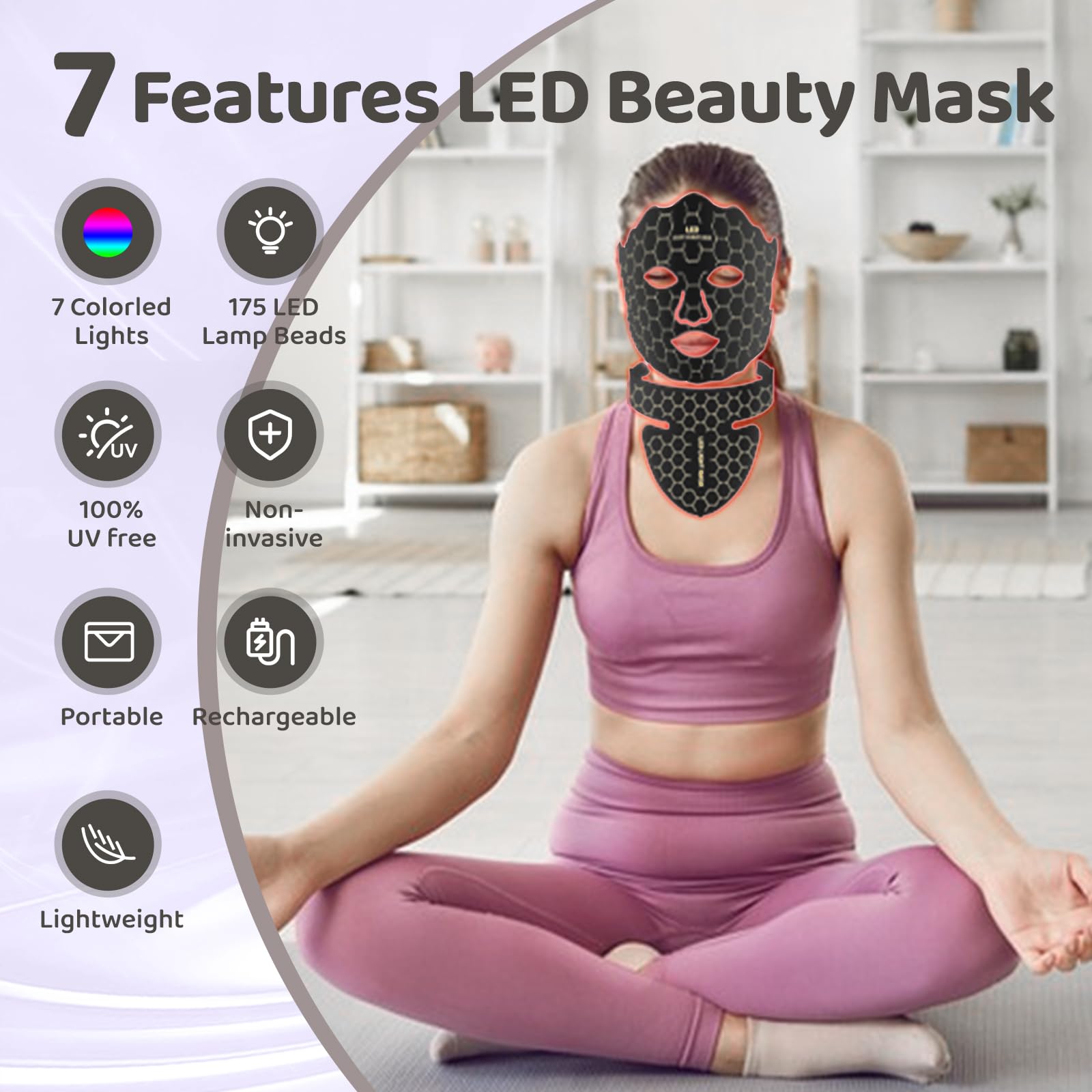 Masque Yahi avec lumière infrarouge rouge pour une routine à domicile.