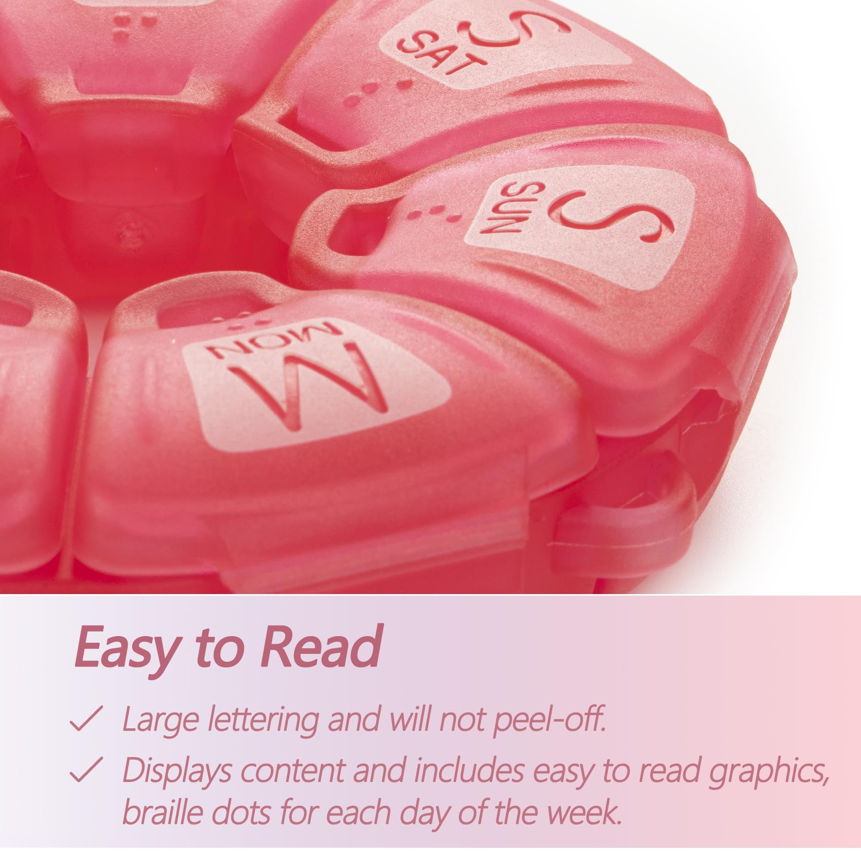 Lettrage grand avec braille Yaklim rose facilitant l’identification