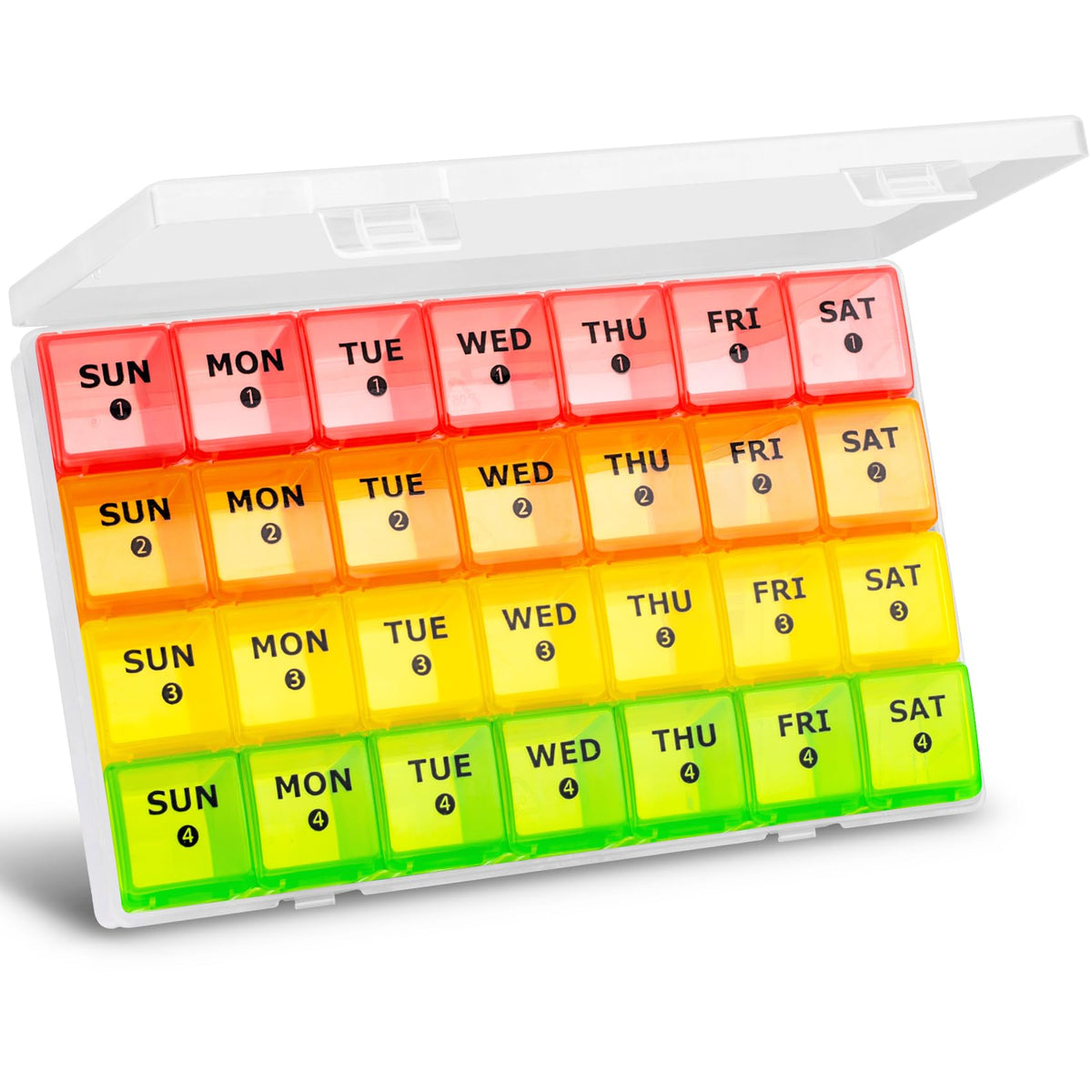 Yaklim organiseur-pilules-mensuel-xl: grand compartiment facilitant le rangement quotidien.