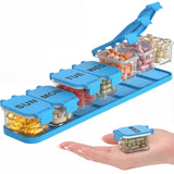 Yaklim organiseur pilules semaine bleu – pratique et compact pour la routine quotidienne.