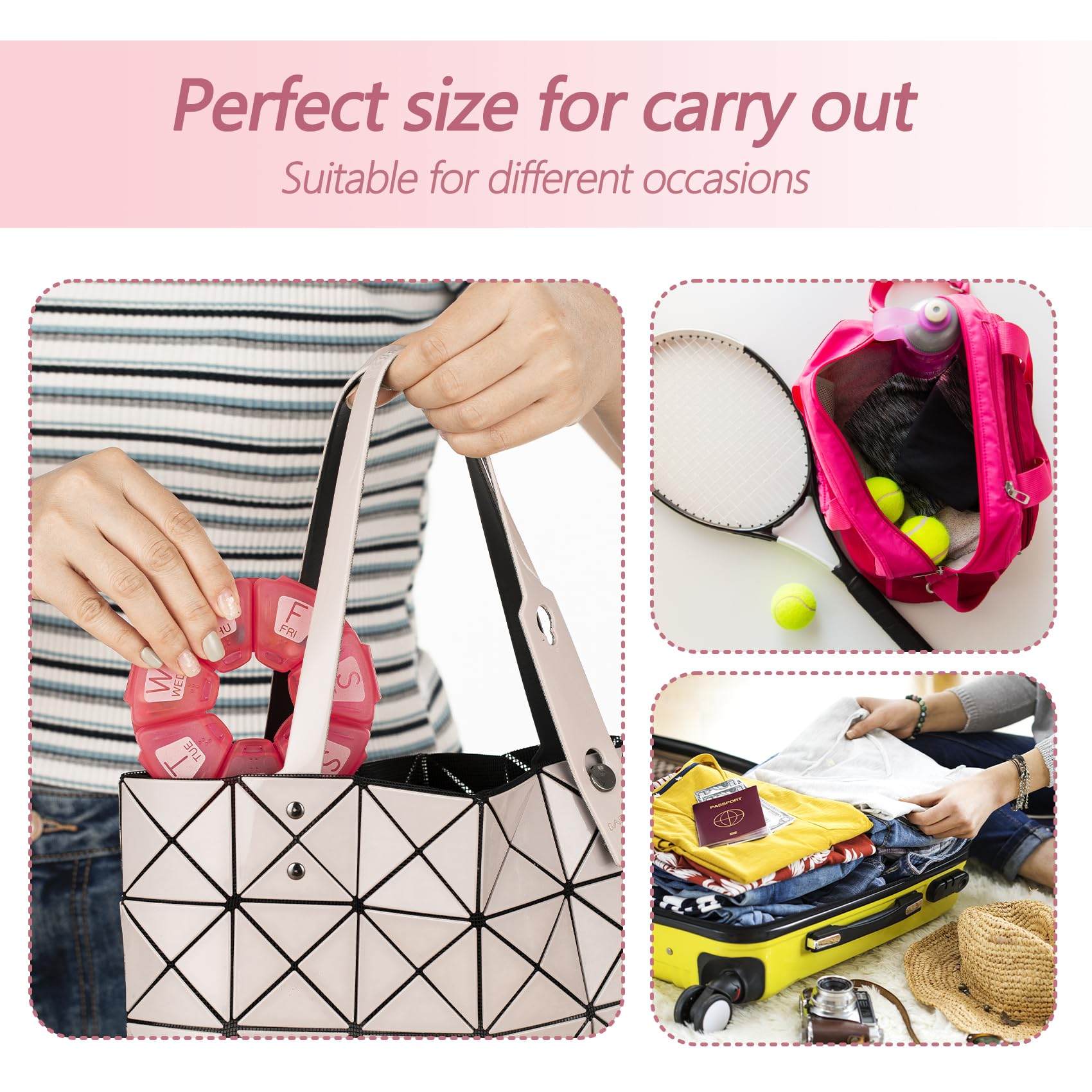 Poche de voyage Yaklim rose, pilulier portable et discret