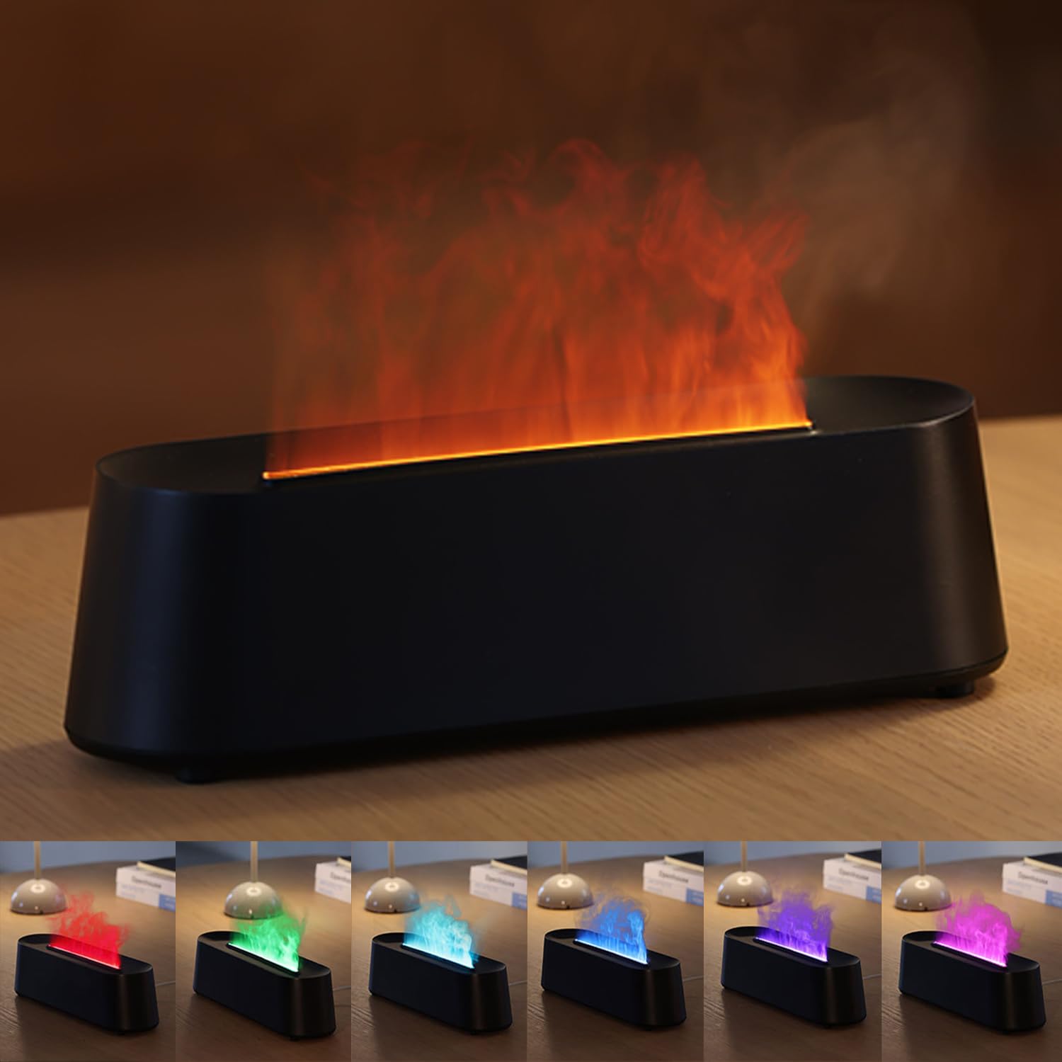 YALEDI diffuseur d huiles avec flamme de cheminée pour ambiance cosy.