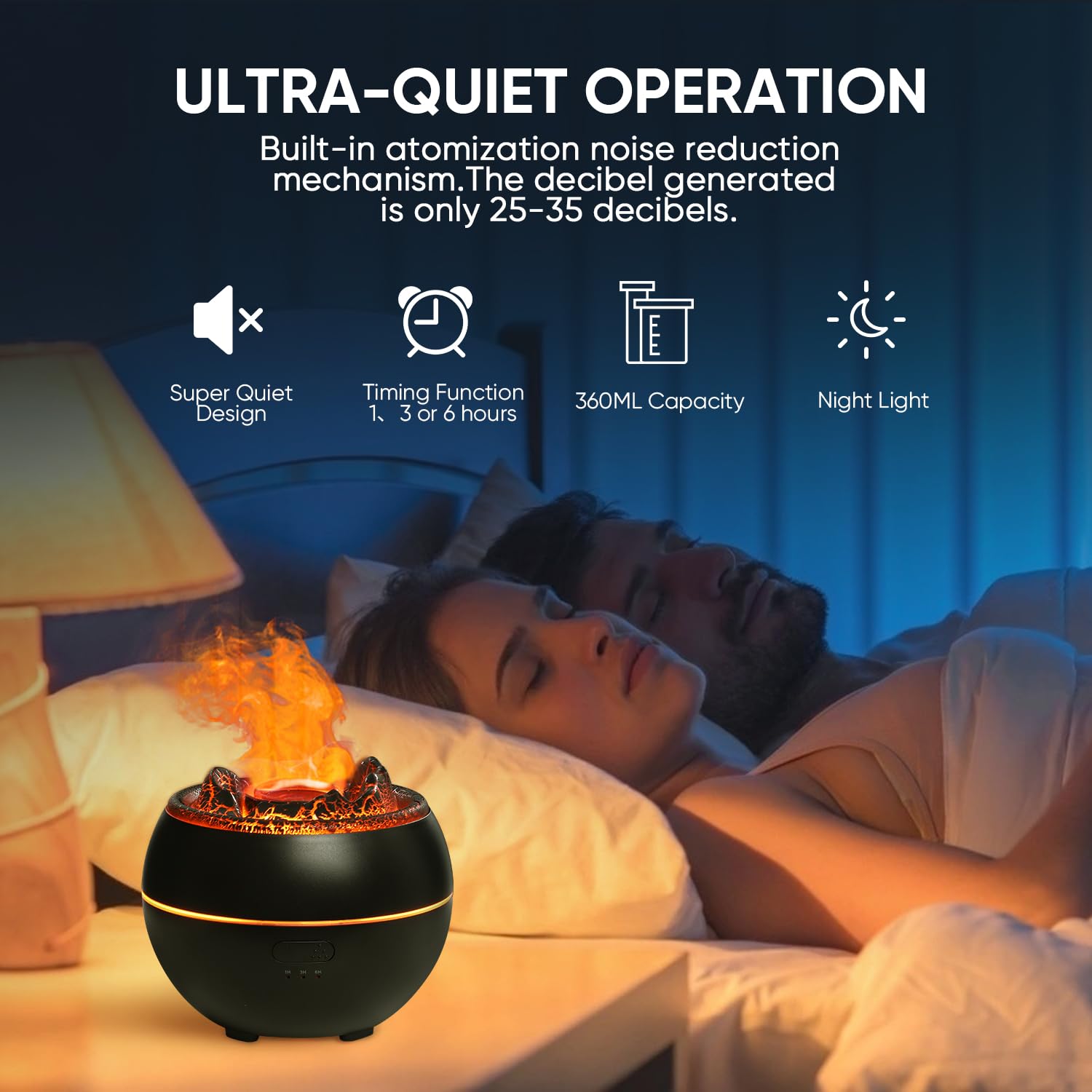 Diffuseur Yaledi Silencieux Ultrasonique : fonctionnement discret à 35 dB pour le repos.