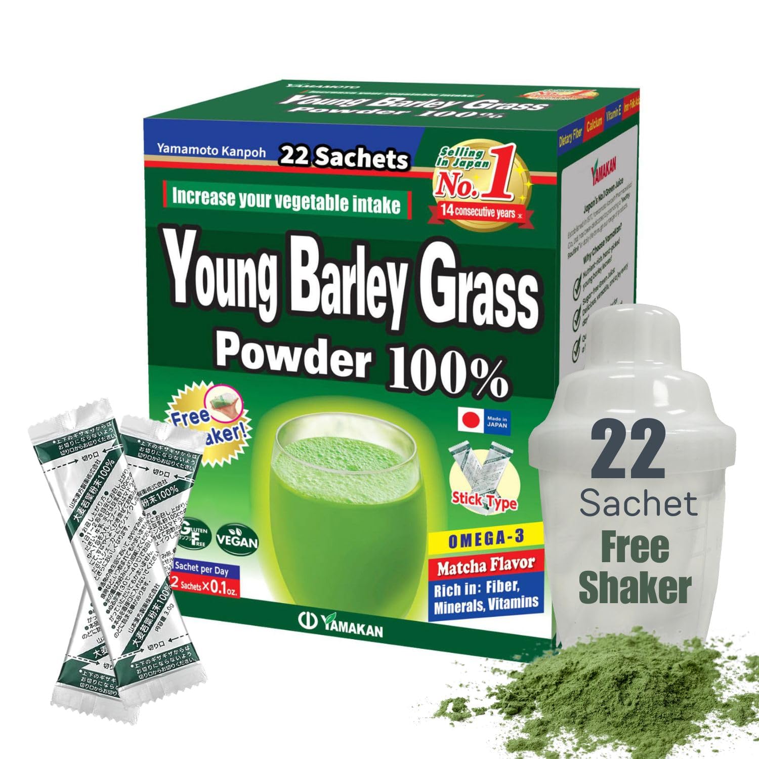 Poudre Yamamoto Kanpoh Barley Grass, sachets portables pour voyage