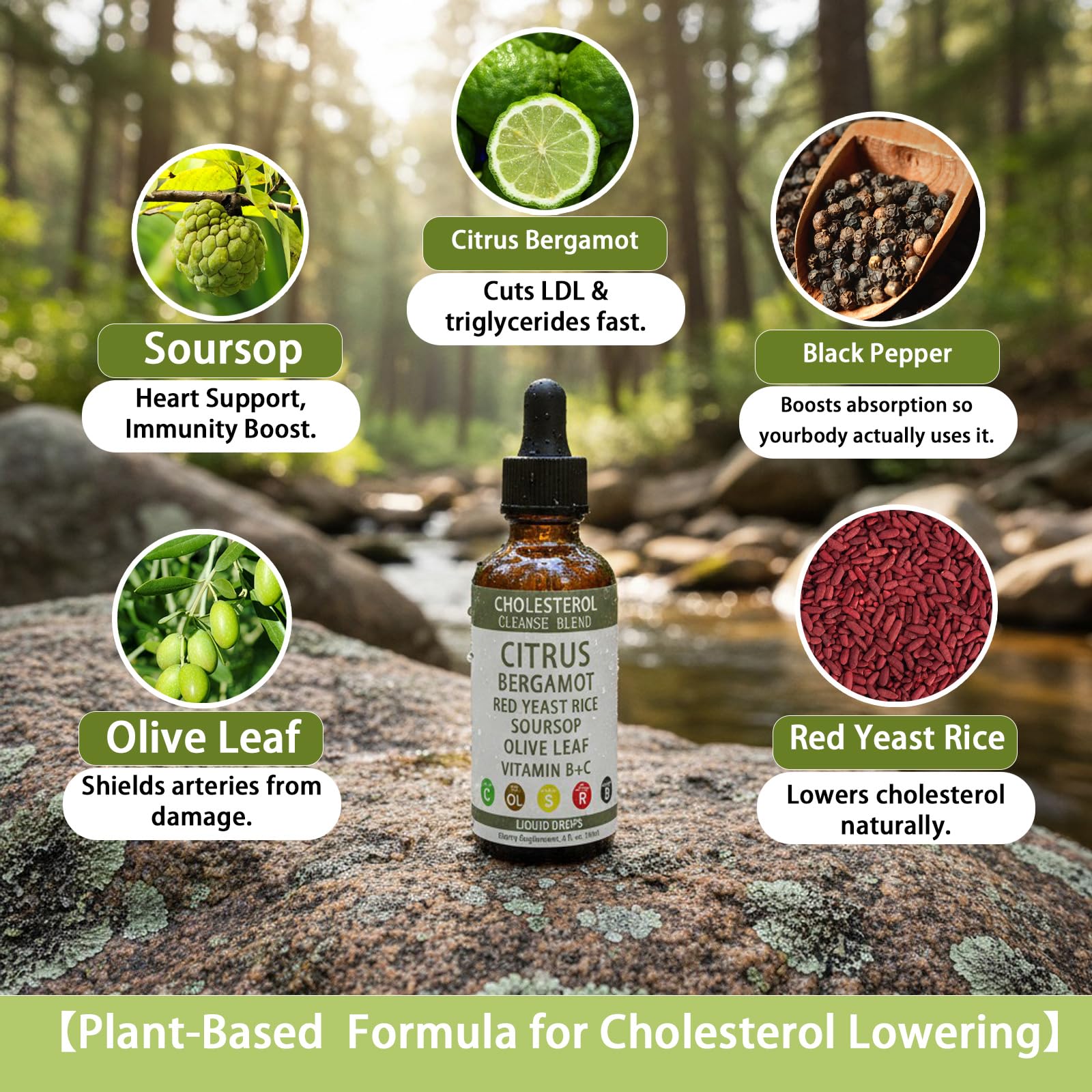 Formule naturelle RESONA avec riz rouge et feuilles d’olivier.
