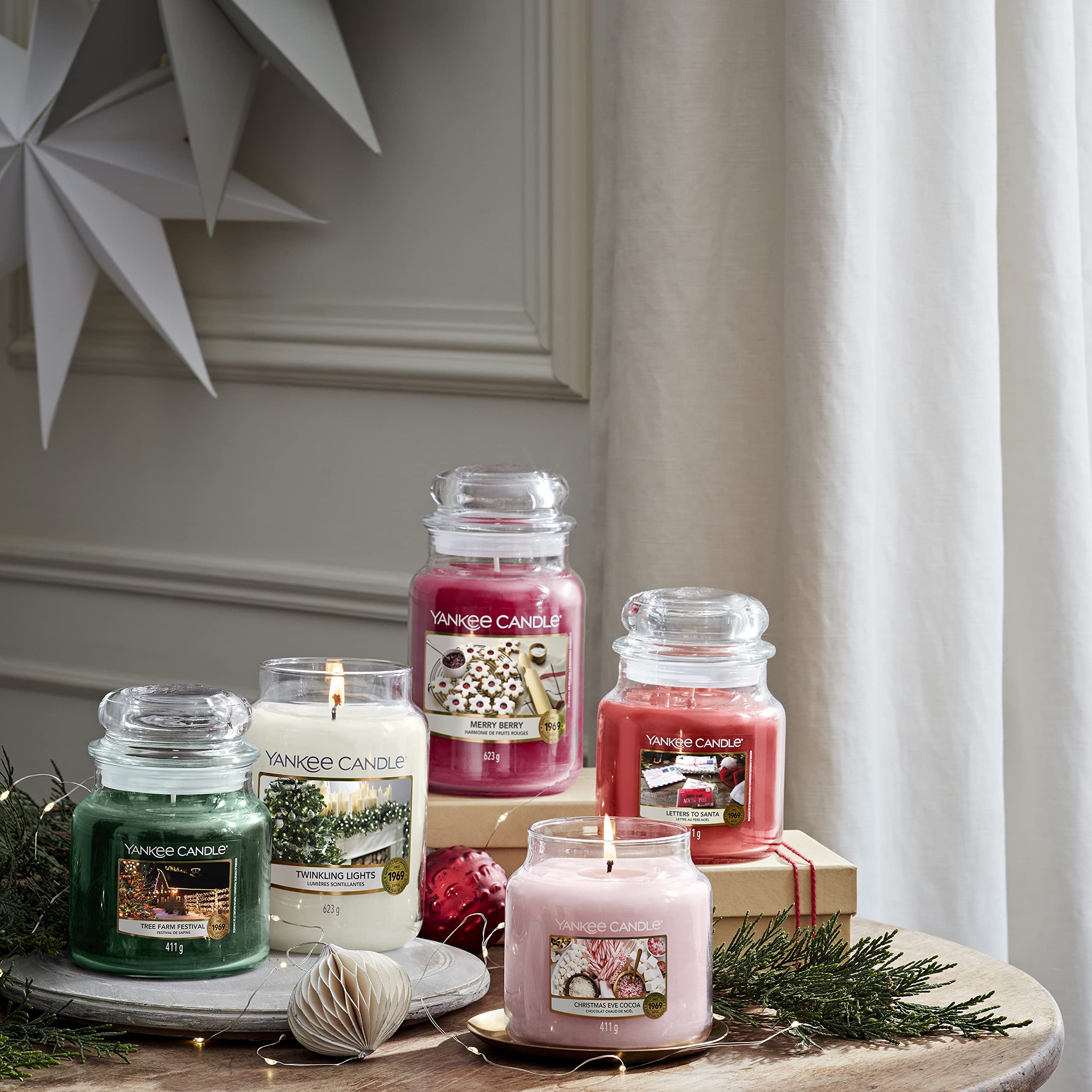 Bougie Yankee Candle ambiance pour soirées et réceptions à la maison.