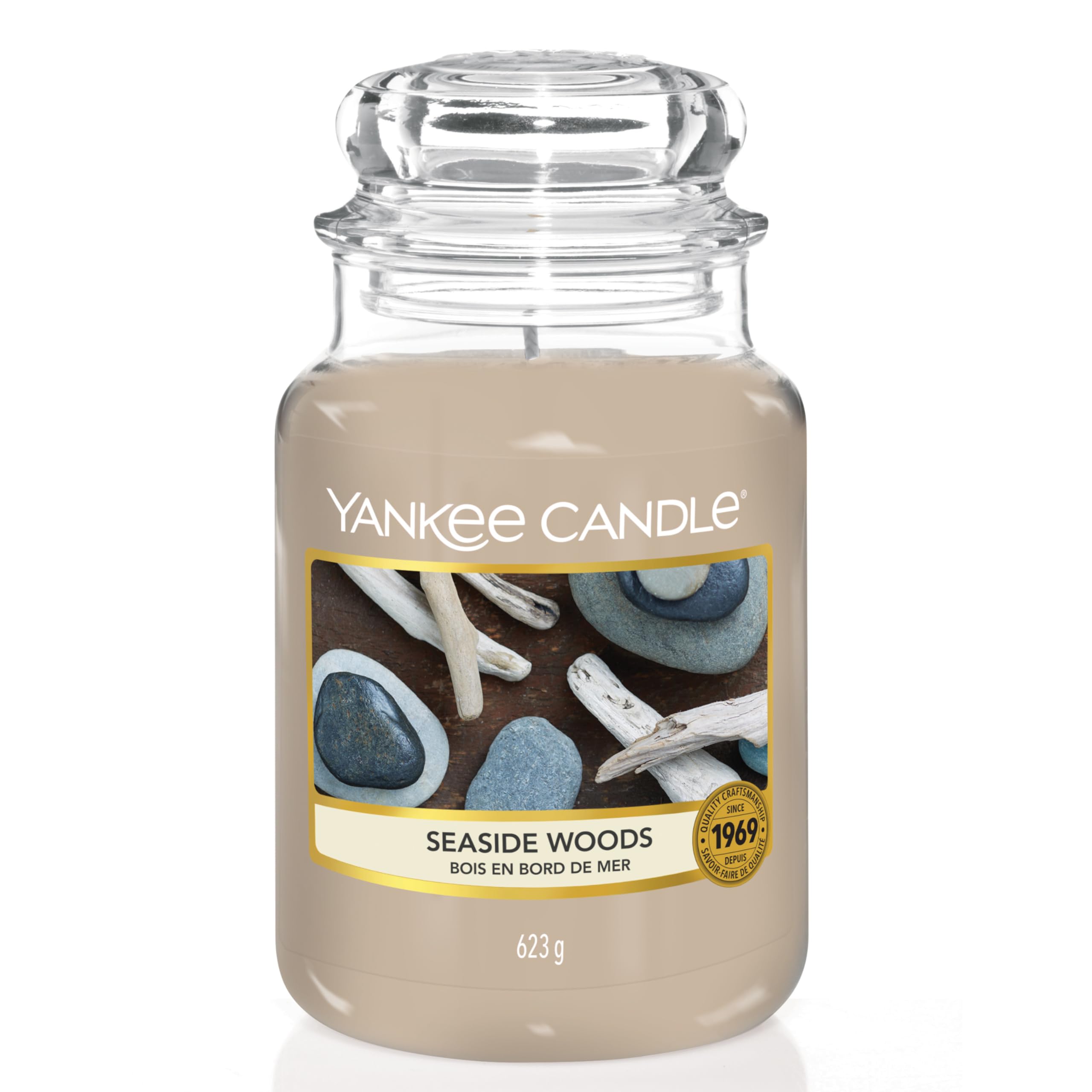 Bougie Yankee Candle Large Seaside Woods, bocal traditionnel, ambiance chaleureuse et durable.