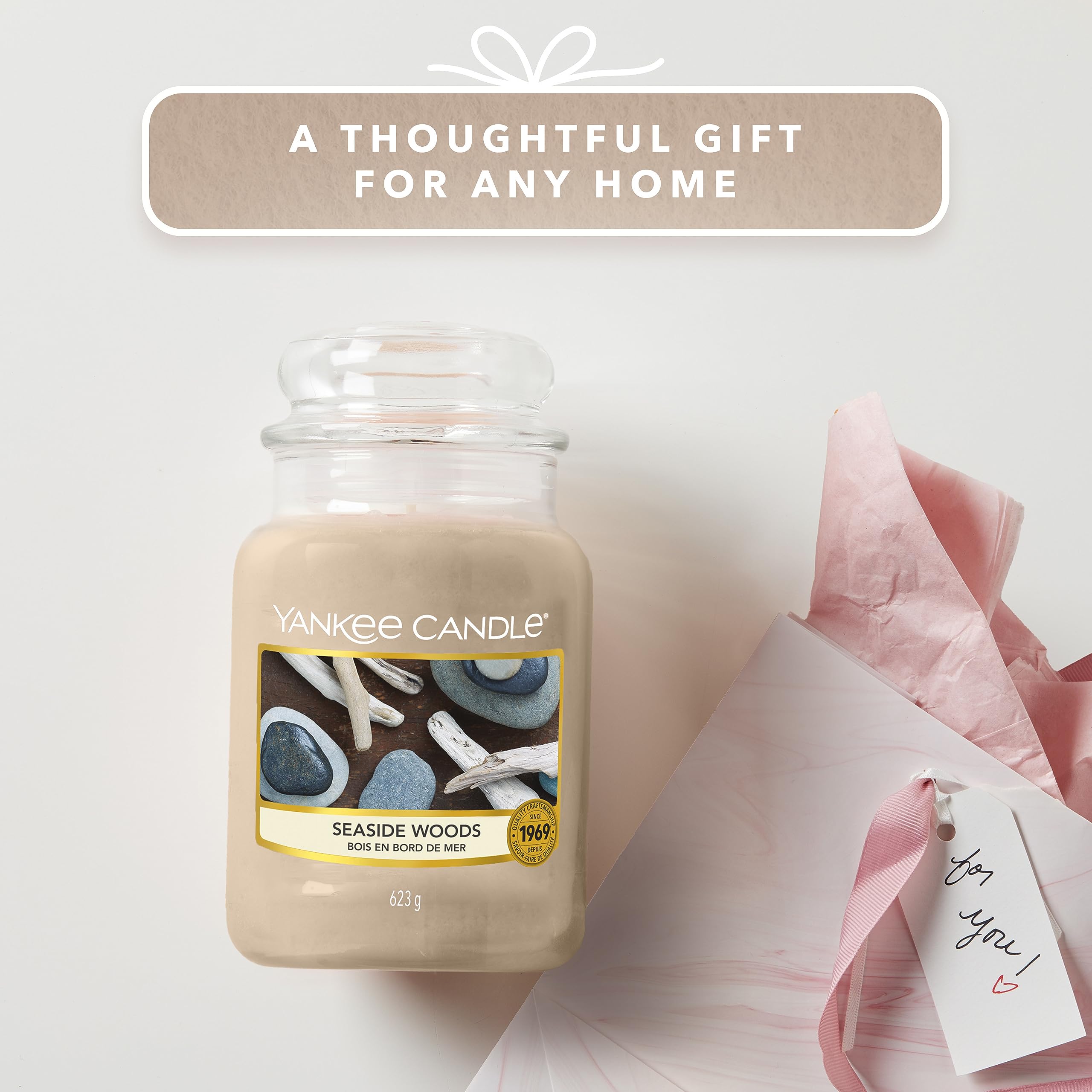 Bougie Yankee Candle Large Seaside Woods, diffusion longue pour des heures de parfum.