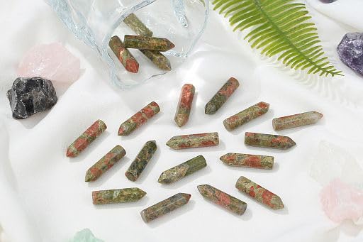 YATOJUZI baguettes hexagonales Unakite – concentration et clarté pendant la pratique.