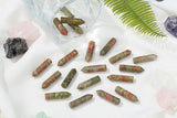 YATOJUZI baguettes hexagonales Unakite – concentration et clarté pendant la pratique.