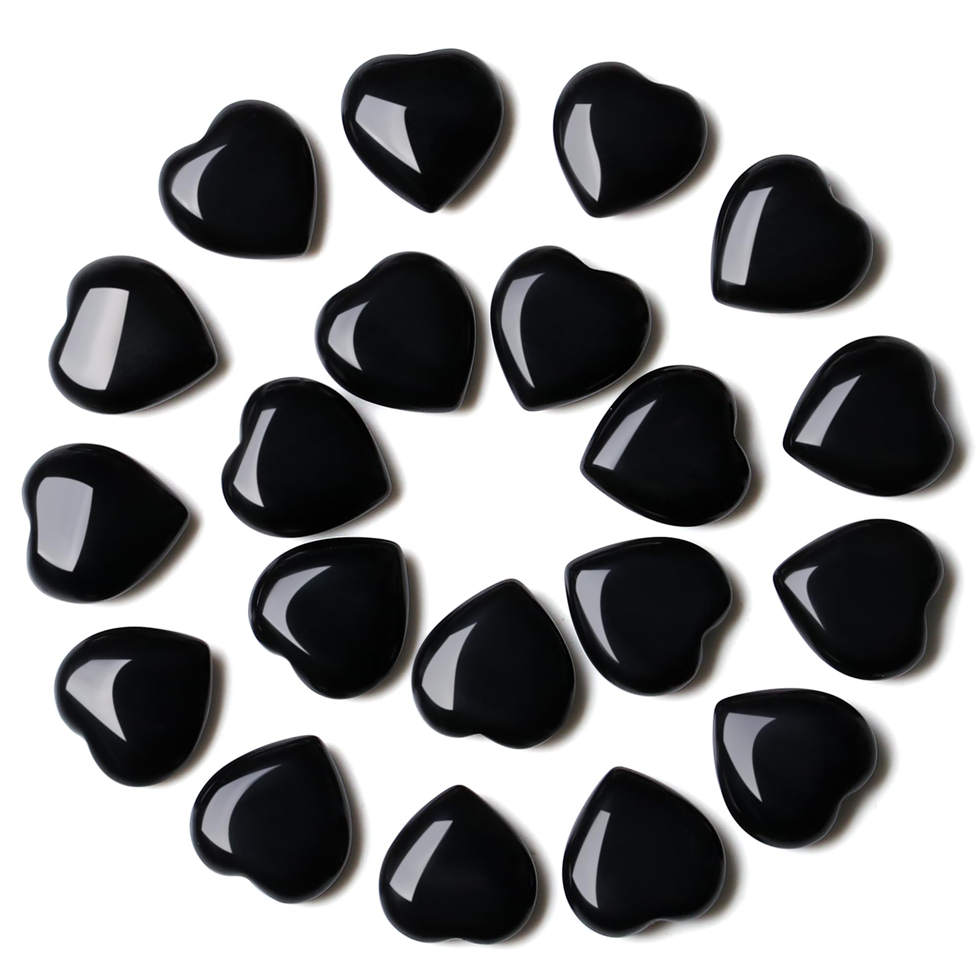 Ensemble YATOJUZI de cœurs obsidienne noire, pierres polies et énergie protectrice.