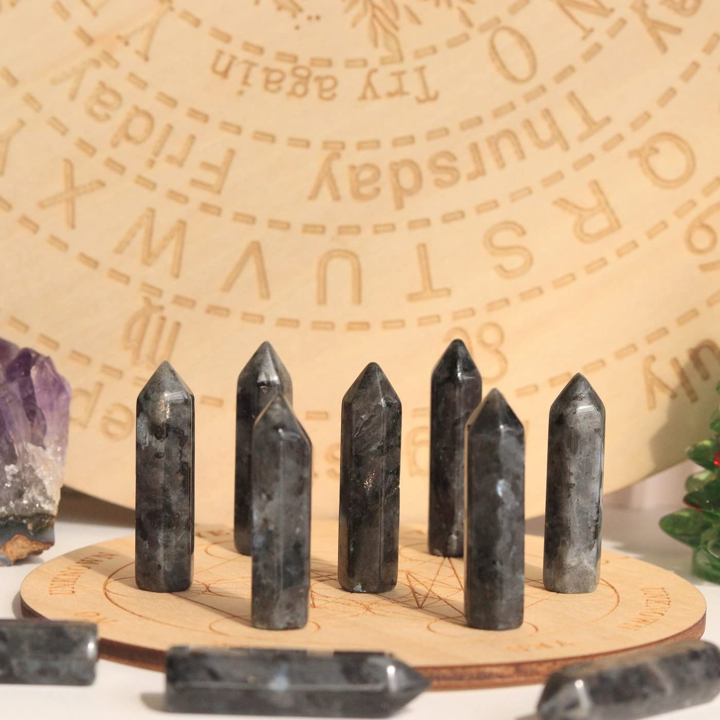 Ensemble de pierres Labradorite noire portables de YATOJUZI, parfait pour les rituels quotidiens.