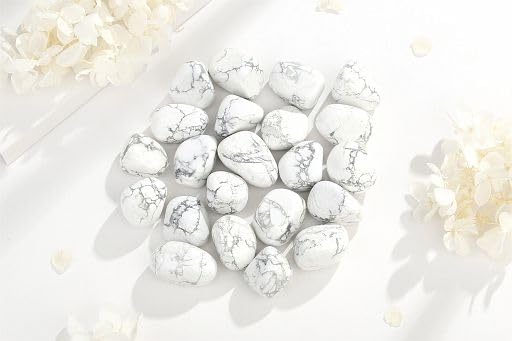 Détail couleur Howlite YATOJUZI, nuances blanches et grises, parfait pour déco feng shui.