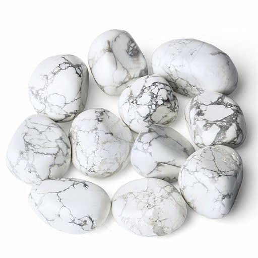 Gemme Howlite YATOJUZI, pierres polies 2-3 cm, idéale pour méditation et calme intérieur.