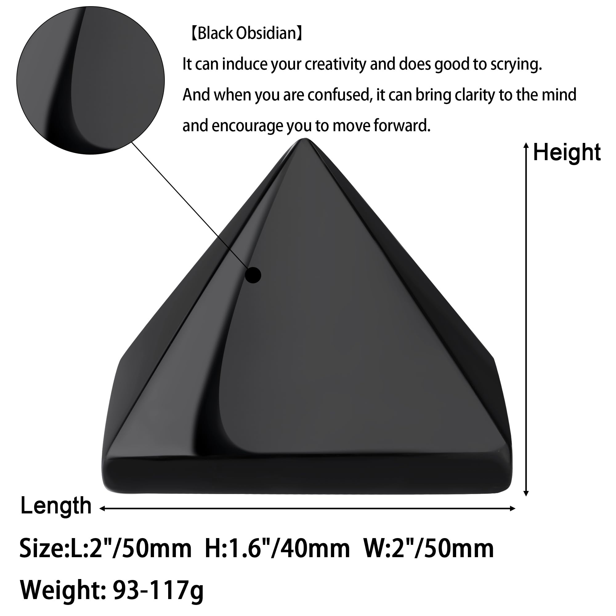 YATOJUZI obsidienne noire cristal, outil pour inspiration et créativité.