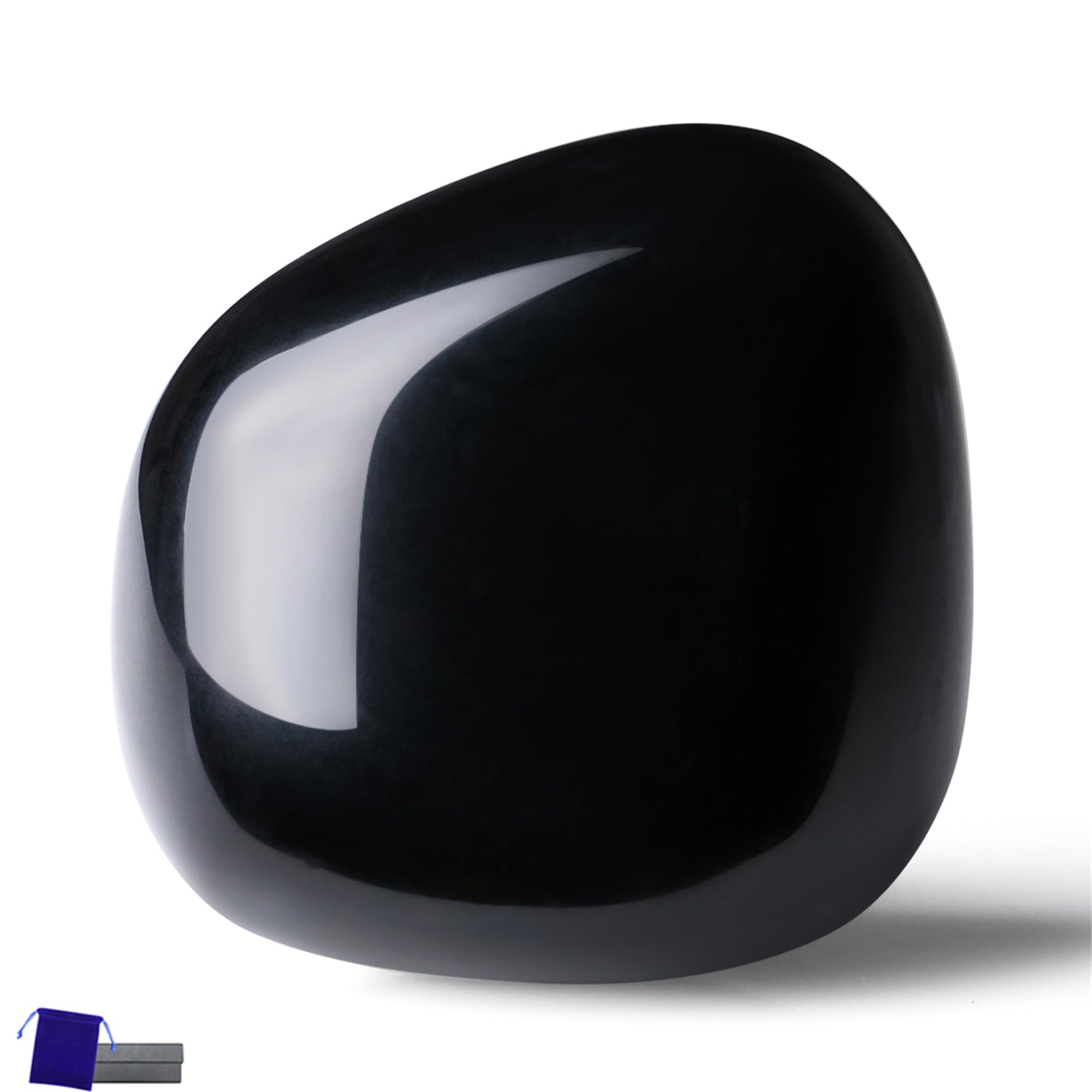 Détail poli de l'obsidienne noire YATOJUZI, reflets profonds et matière naturelle.
