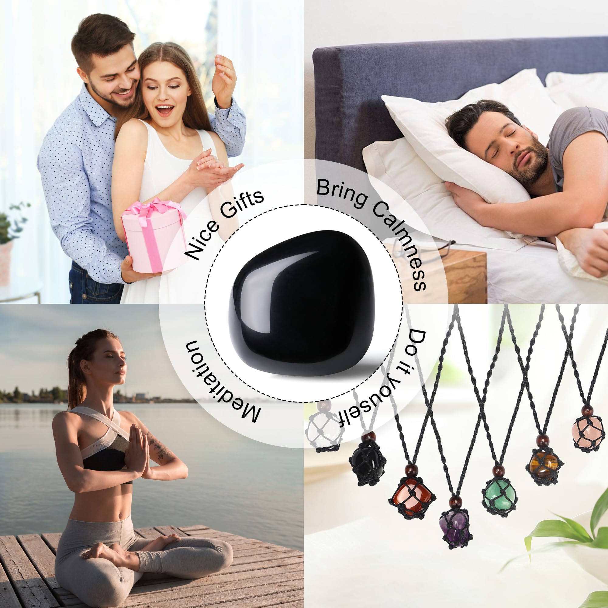 Galet obsidienne noire YATOJUZI, support idéal pour concentration et clarté.