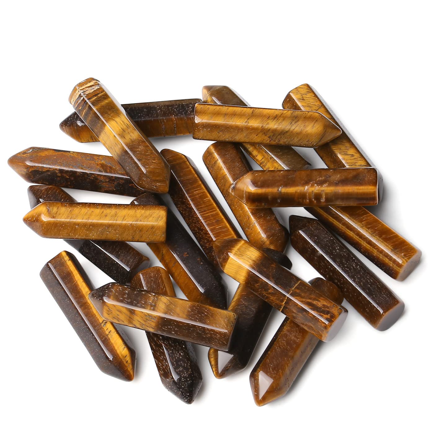 Yatojuzi œil de tigre, pierres polies dix pièces, parfaites pour concentration et méditation.
