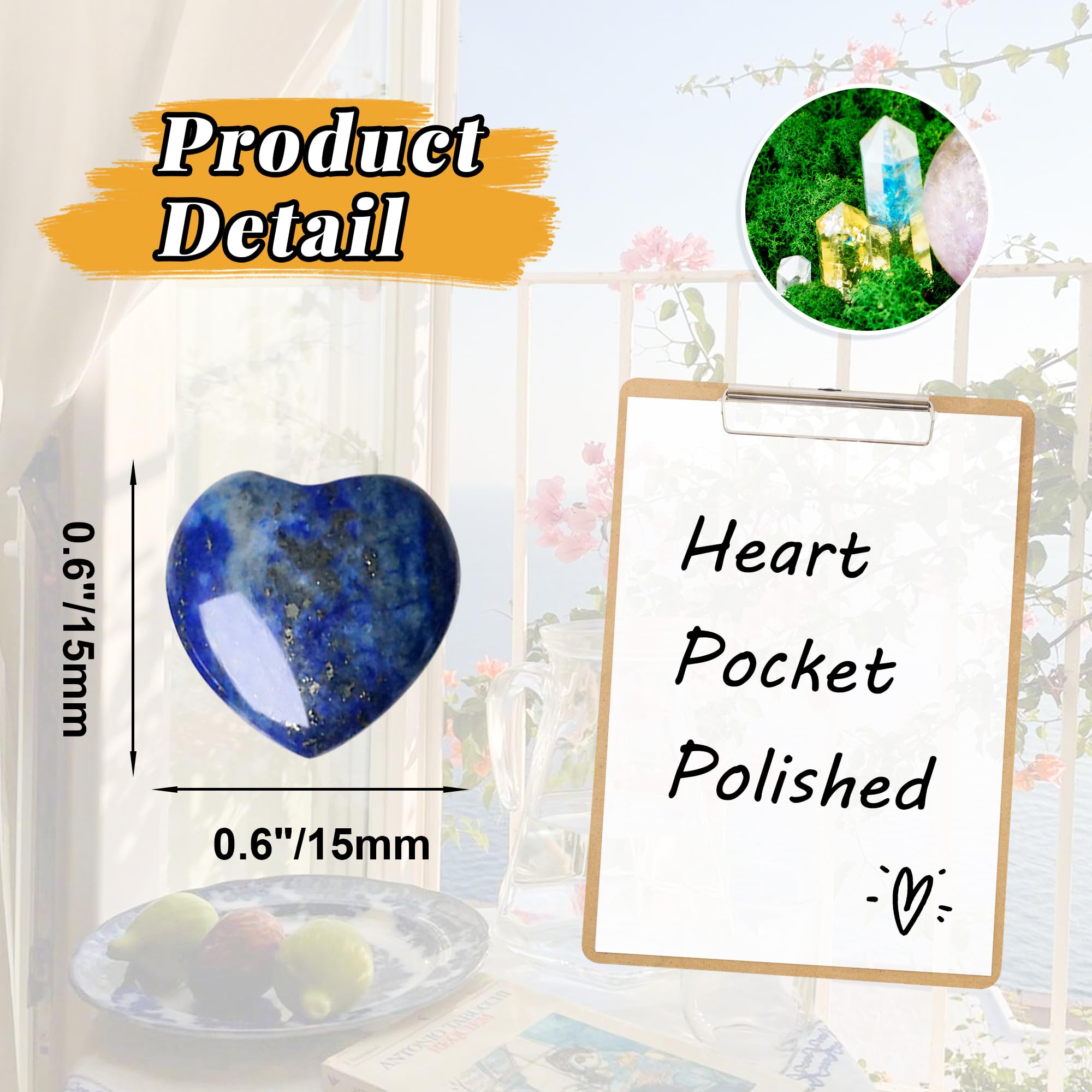 Cœurs lapis-lazuli YATOJUZI faciles à transporter dans la poche pour réconfort.