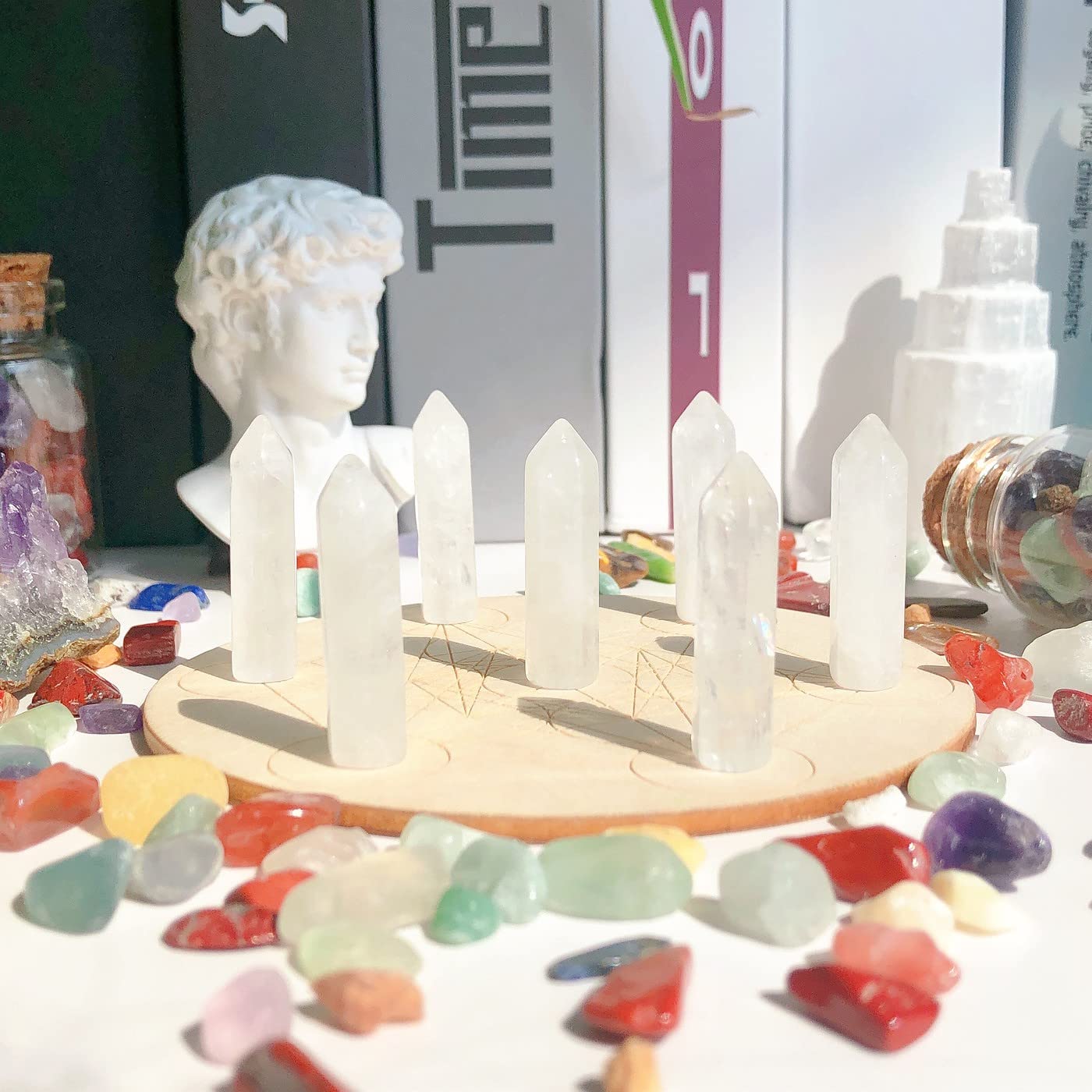 YATOJUZI quartz clair, galets polis pour ambiance zen et énergie positive.