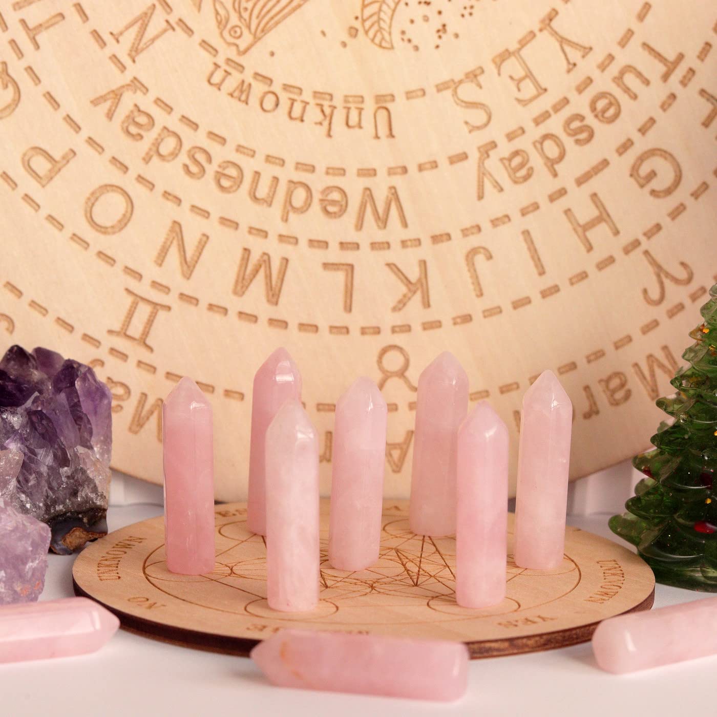 YATOJUZI pierres quartz rose – porte-poche pratique et énergie apaisante.