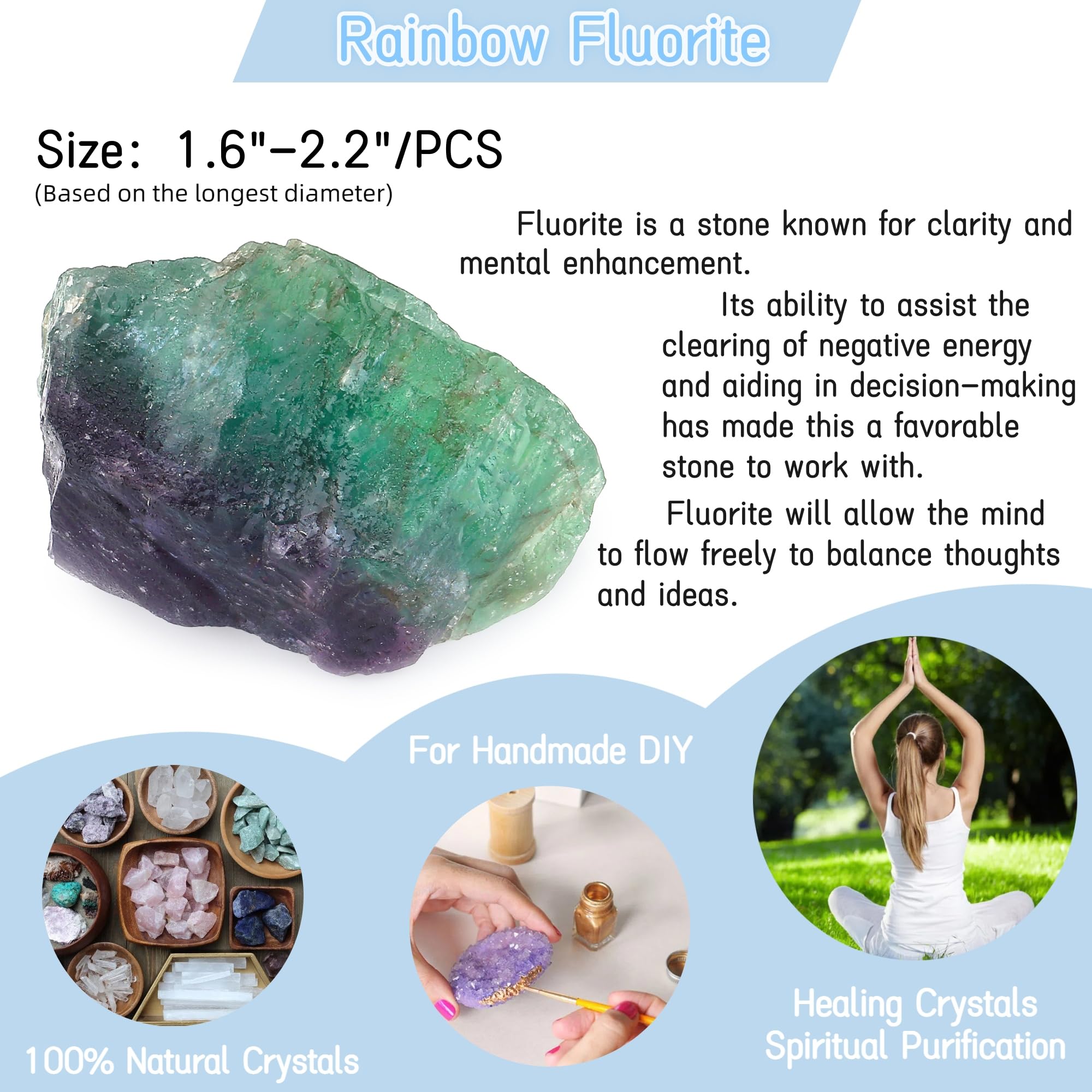 YATOJUZI Rainbow Fluorite arc-en-ciel, polissage simple pour finaliser des bijoux.
